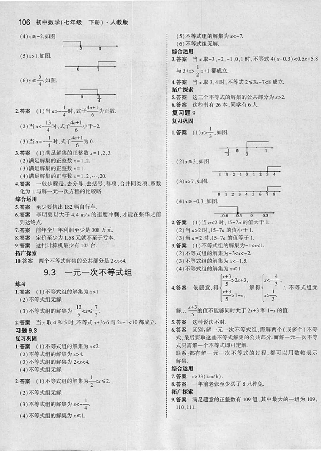 課本七年級(jí)數(shù)學(xué)下冊(cè)人教版 參考答案第12頁(yè)