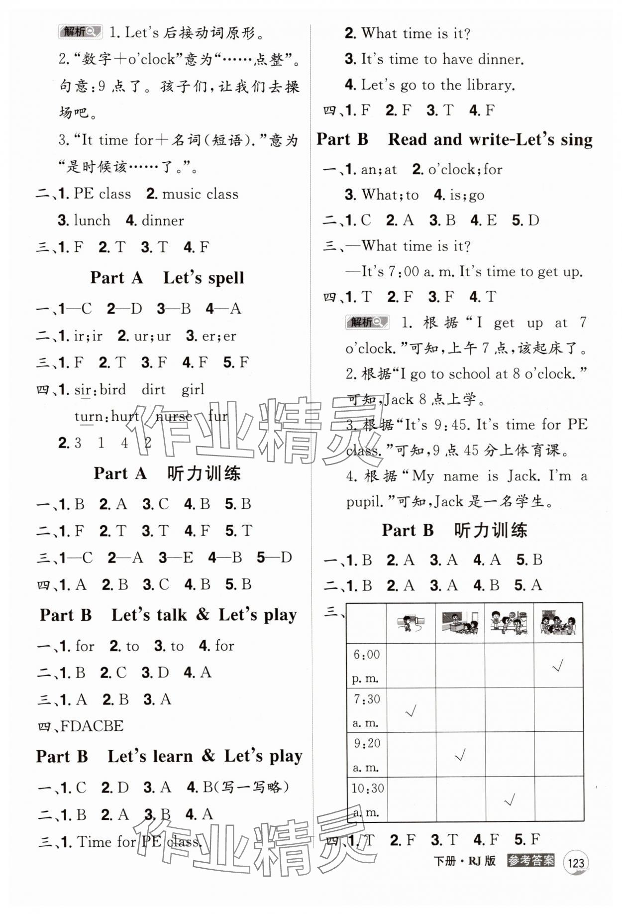 2025年龍門之星四年級英語下冊人教版 參考答案第3頁