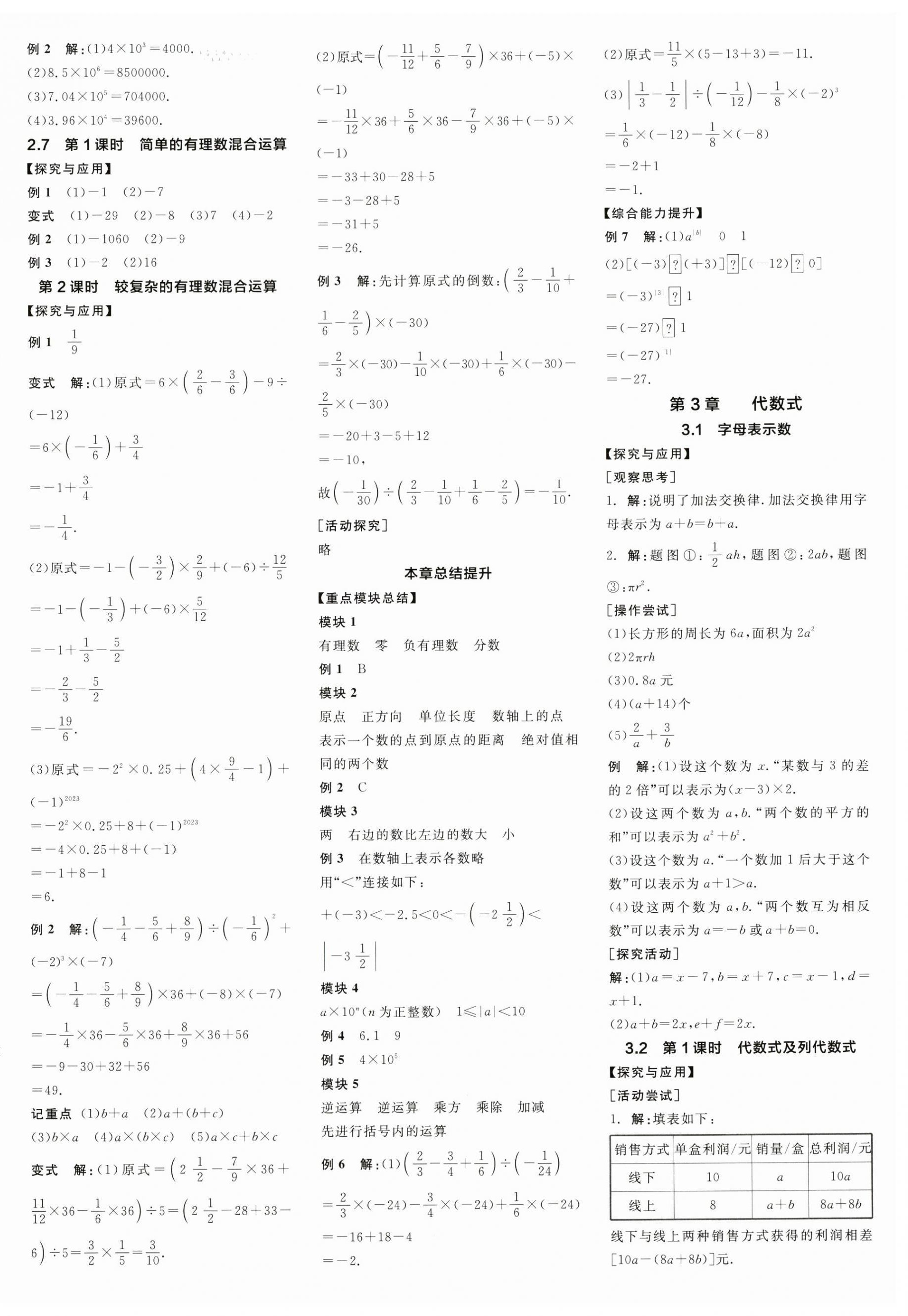 2024年全品學(xué)練考七年級數(shù)學(xué)上冊蘇科版江蘇專版 第4頁