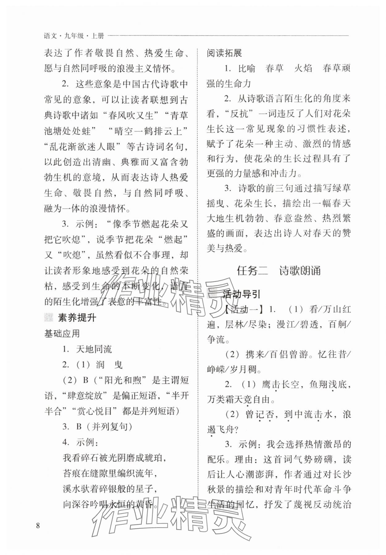 2025年新课程问题解决导学方案九年级语文上册人教版 第8页