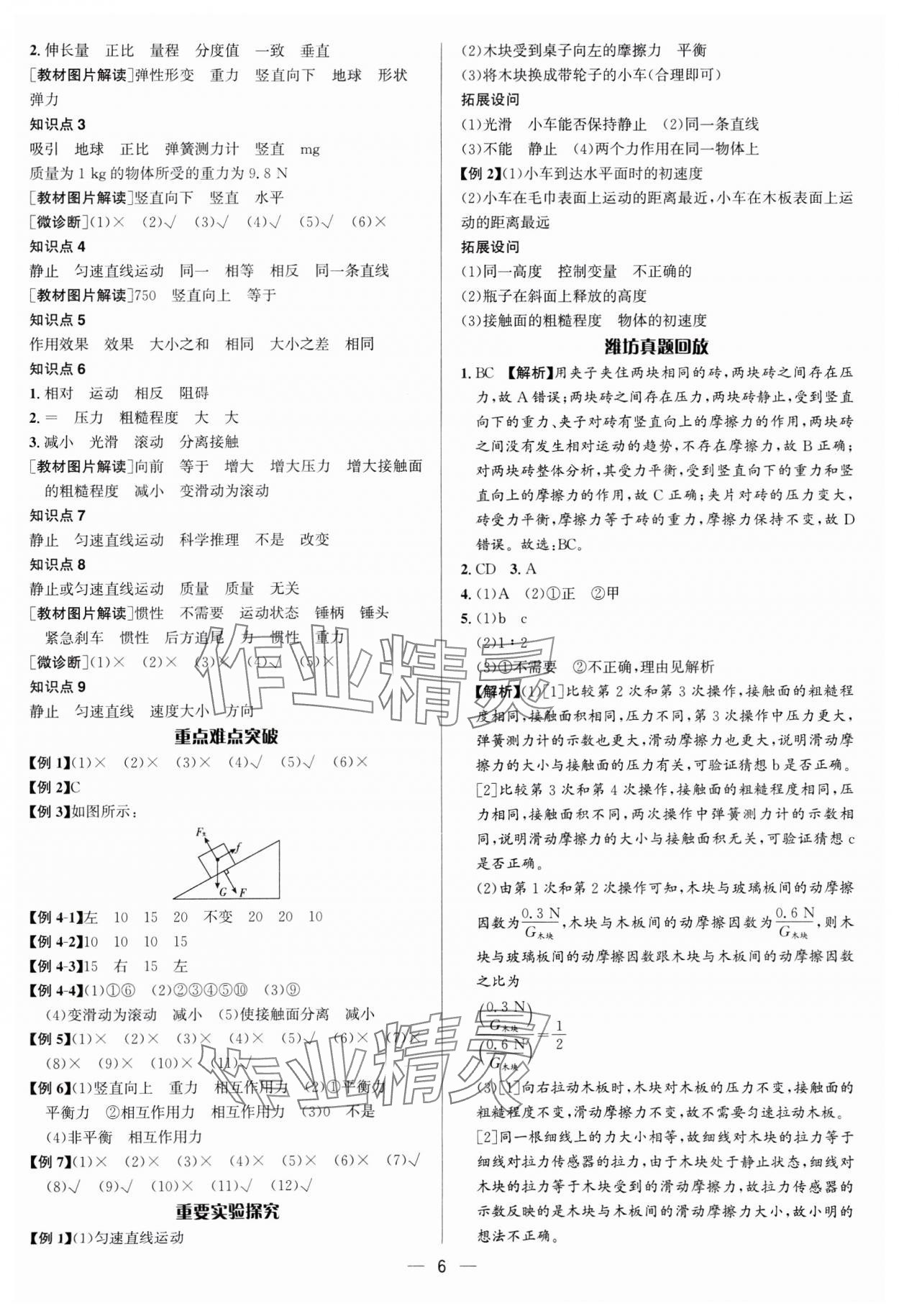 2025年中考對策物理濰坊專版 參考答案第6頁