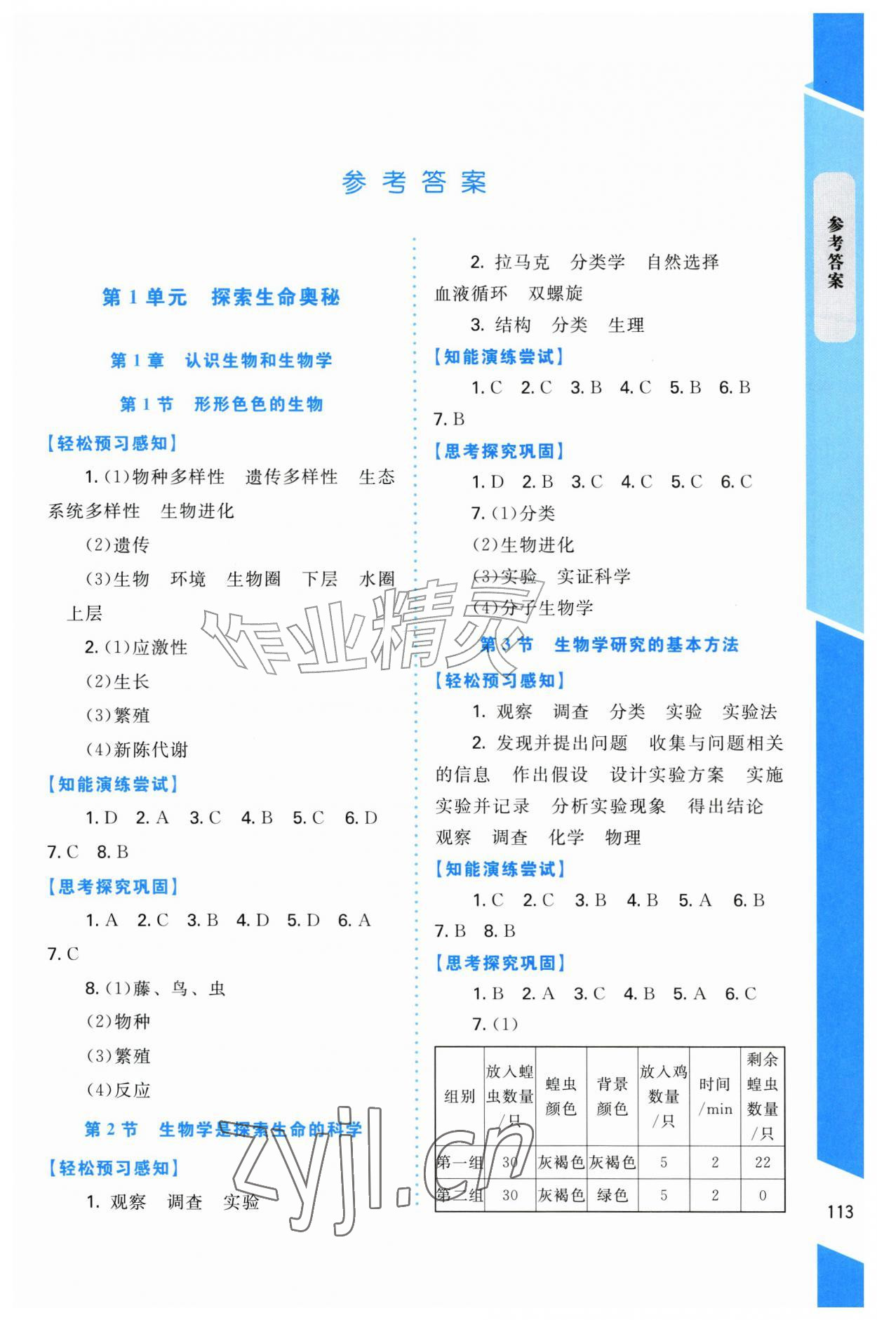2026年单元同步分层练七年级生物上册北师大版&nbsp;第1页