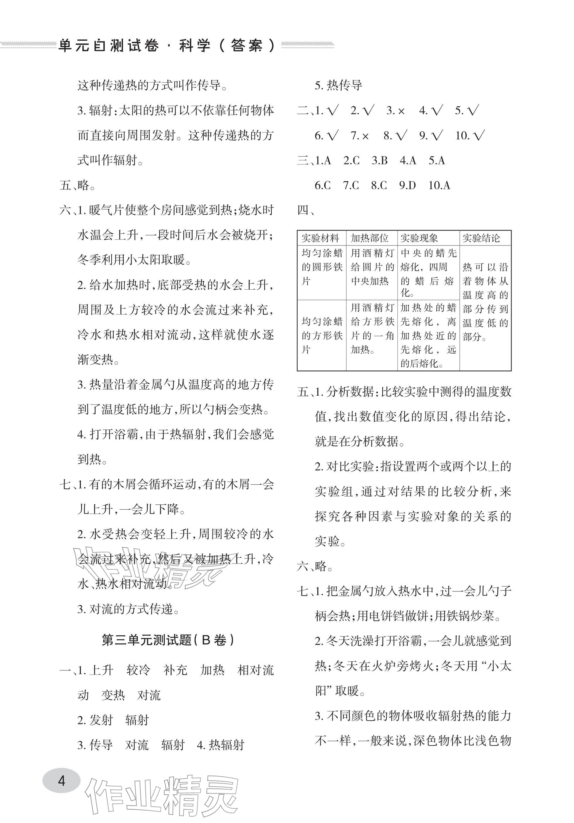 2025年单元自测试卷青岛出版社五年级科学上册青岛版 参考答案第4页
