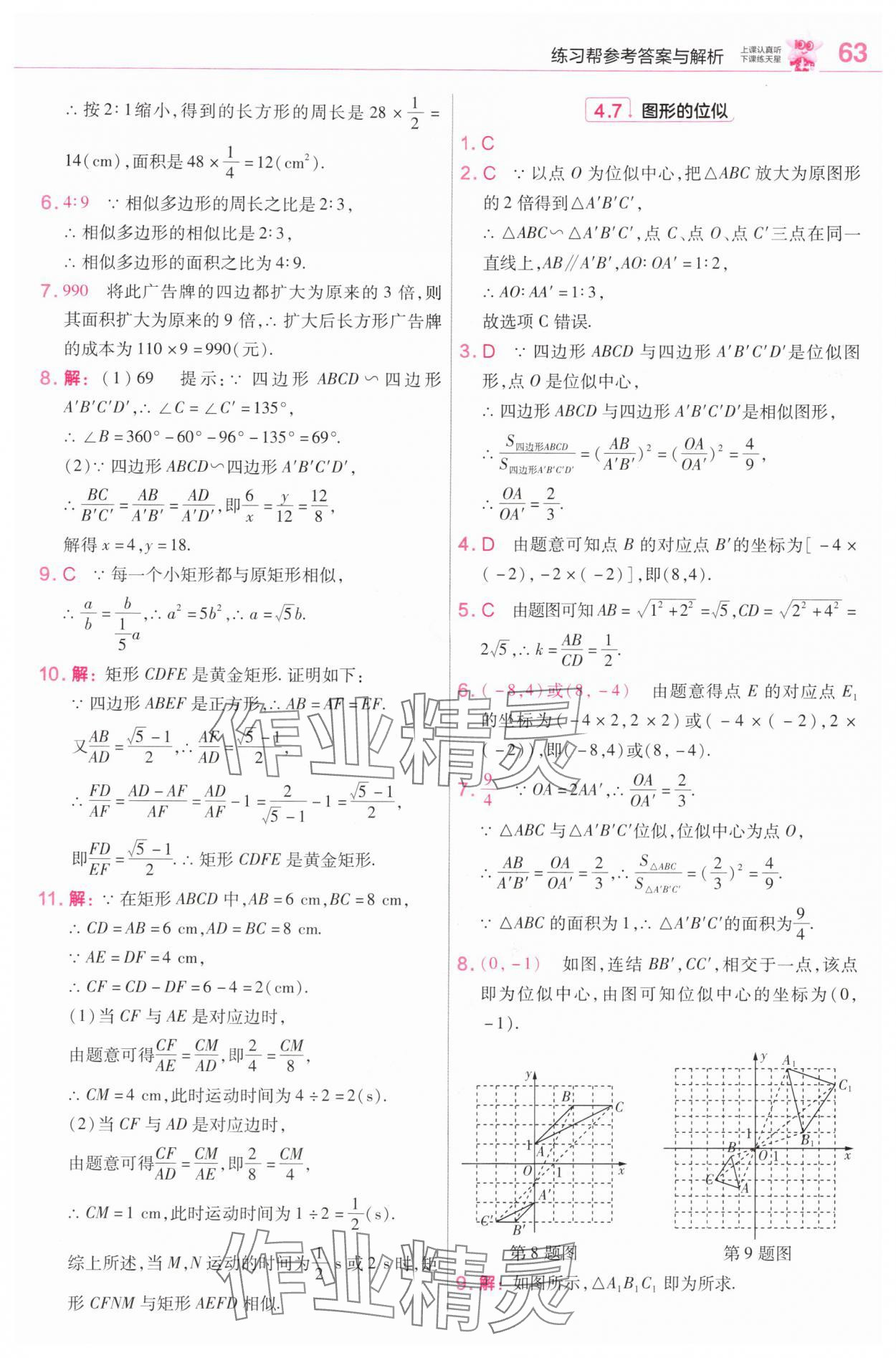 2025年教材课本九年级数学上册浙教版&nbsp;参考答案第4页