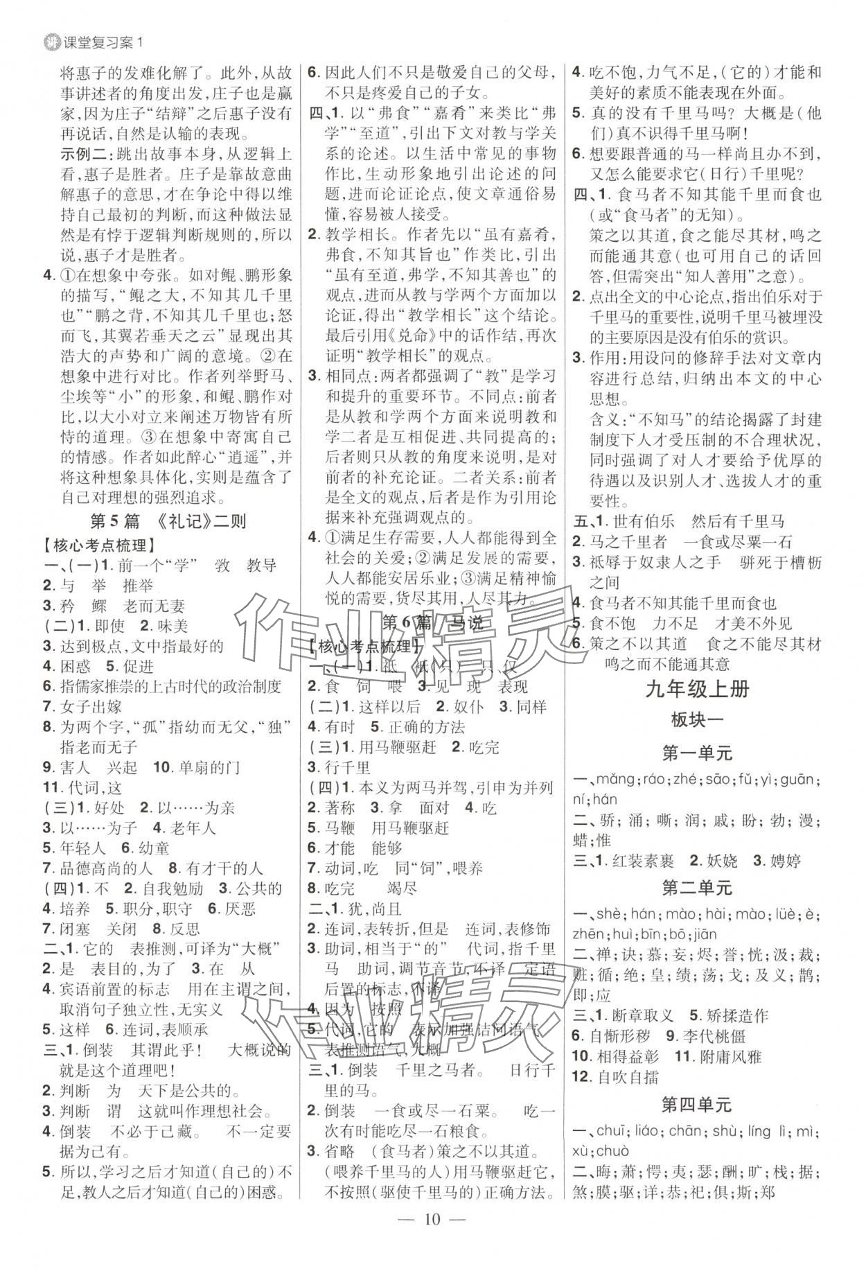 2025年中考特訓語文山東專版 參考答案第9頁