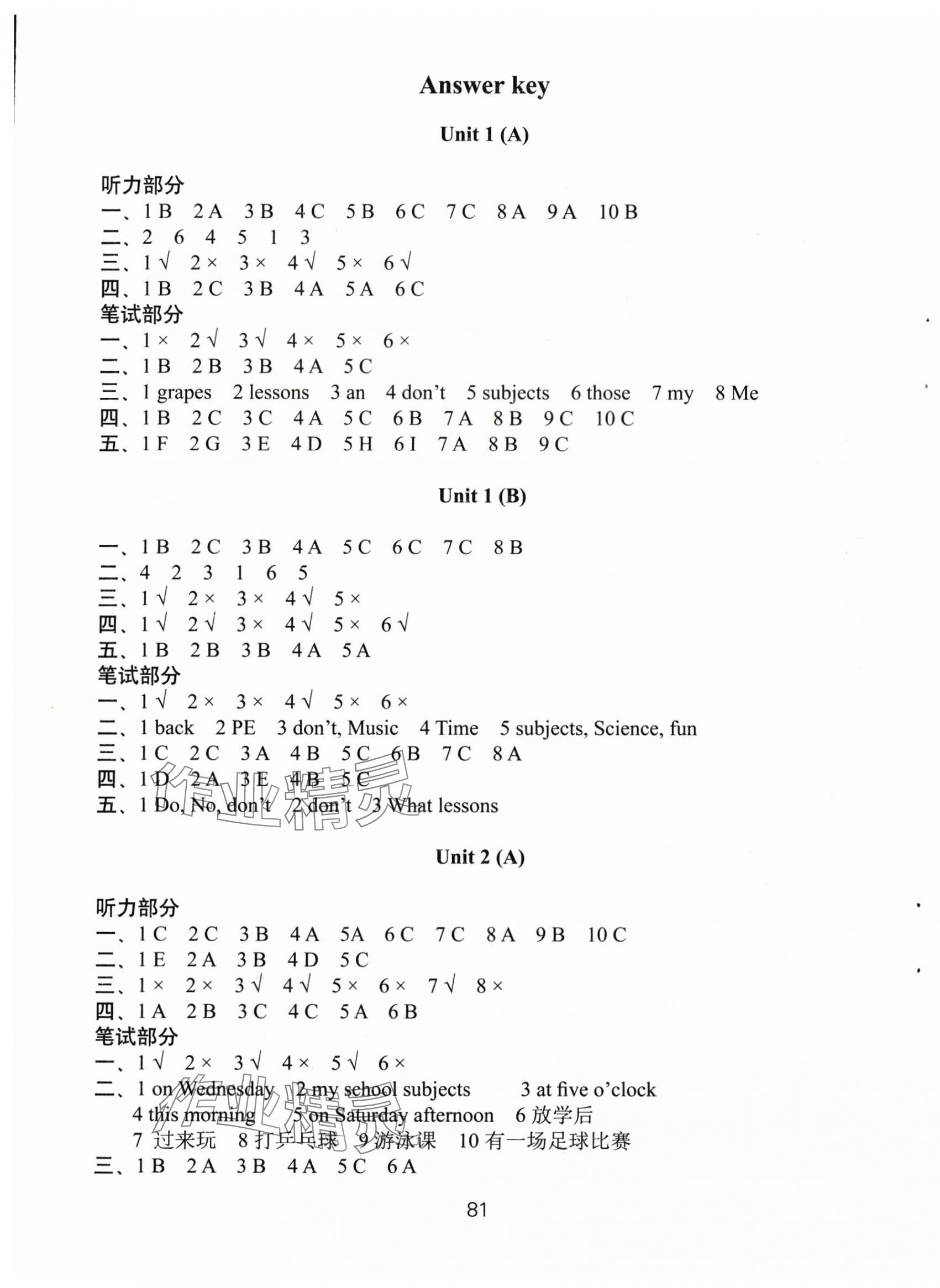 2025年课课练小学英语AB卷四年级英语下册译林版优化版 第1页