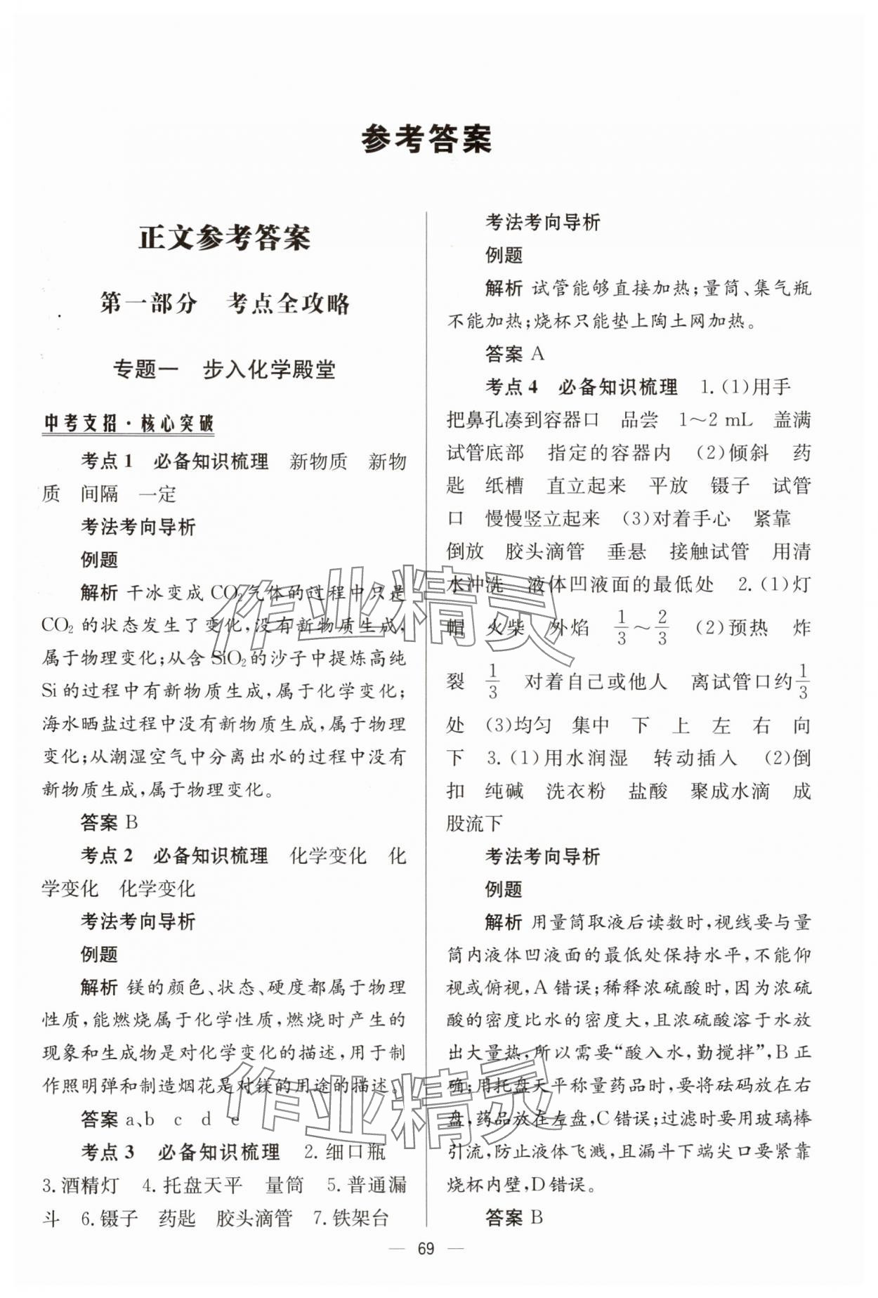 2025年初中總復習手冊北京師范大學出版社化學 第1頁