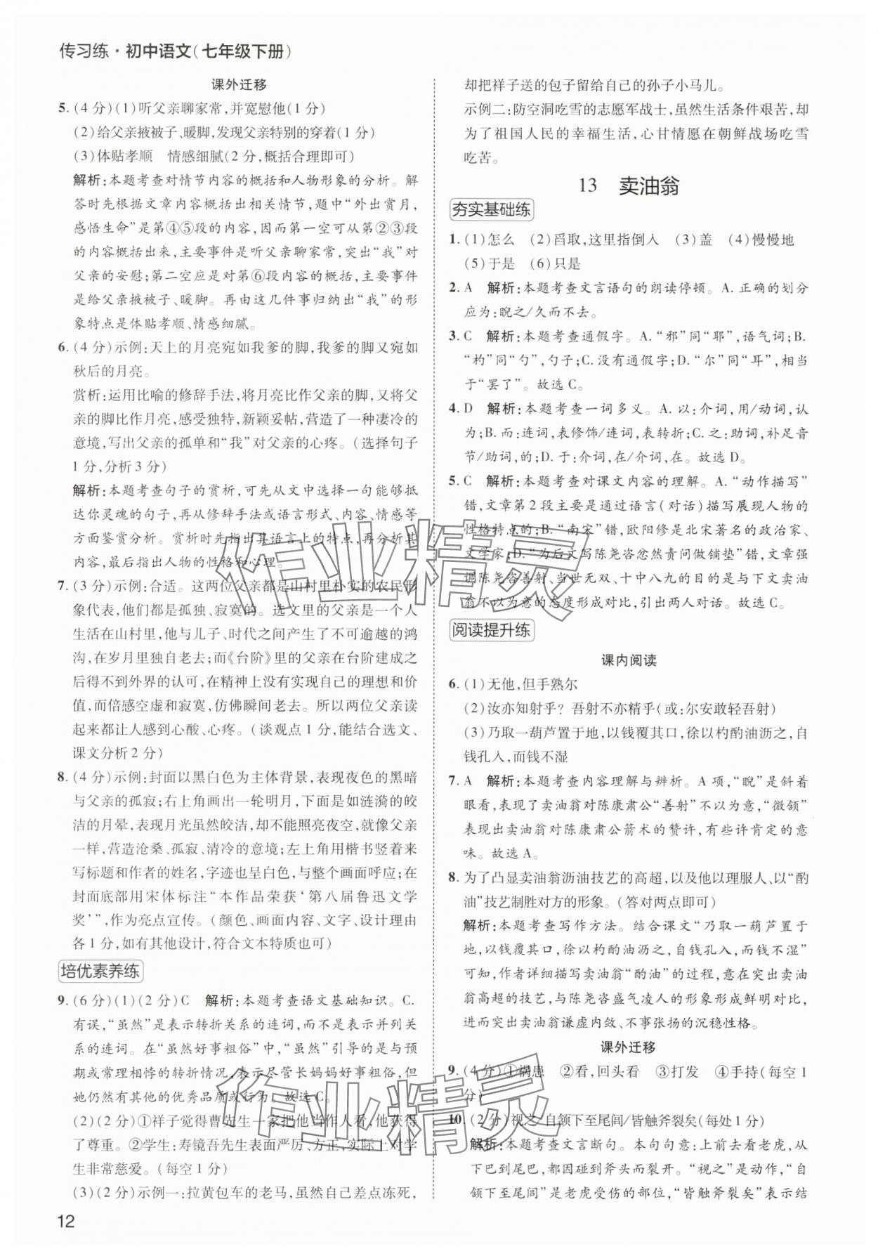 2025年傳習(xí)練七年級語文下冊人教版 第12頁