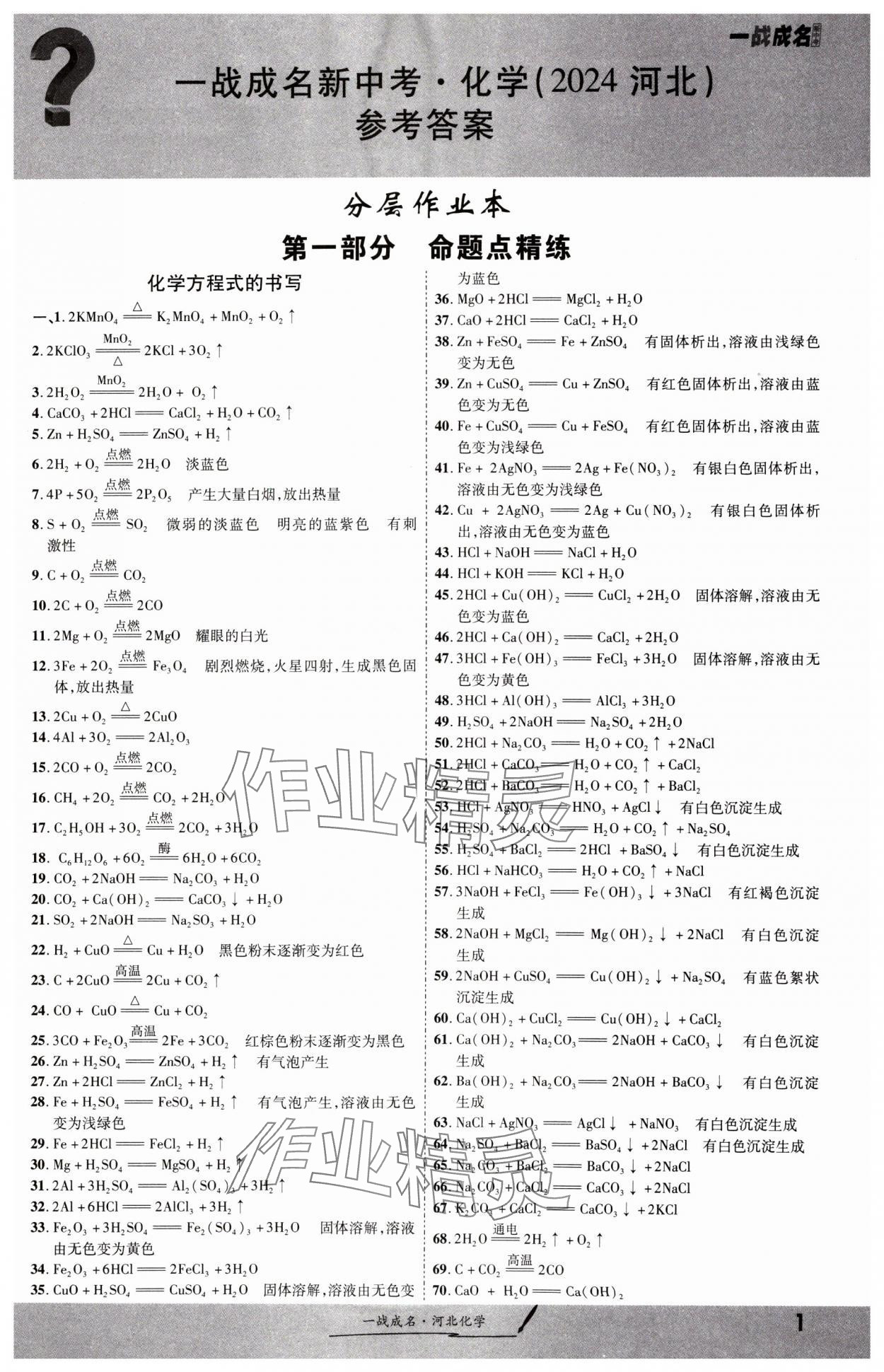 2024年一战成名考前新方案化学河北专版 第1页