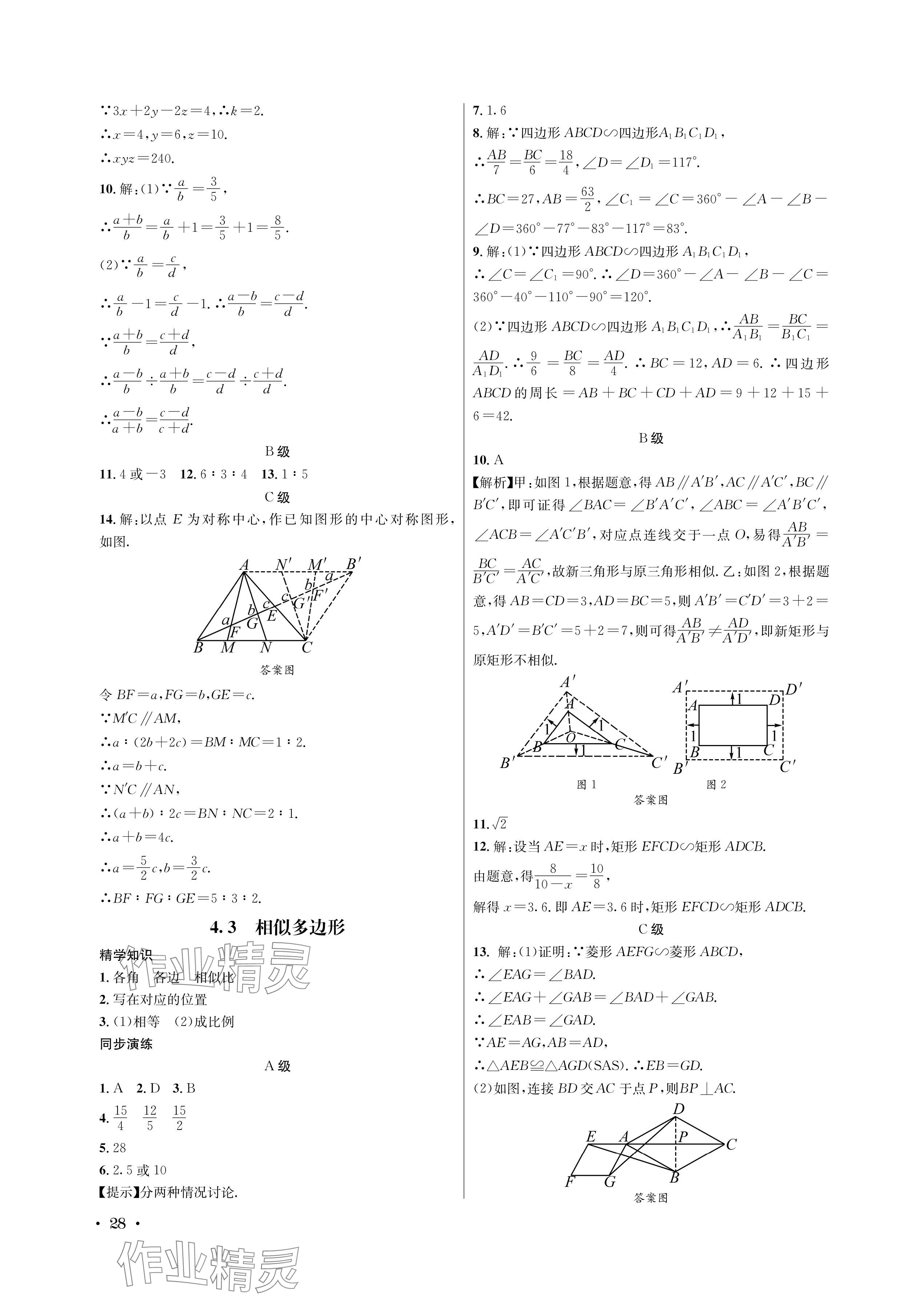 2024年蓉城學霸九年級數(shù)學全一冊北師大版 參考答案第28頁