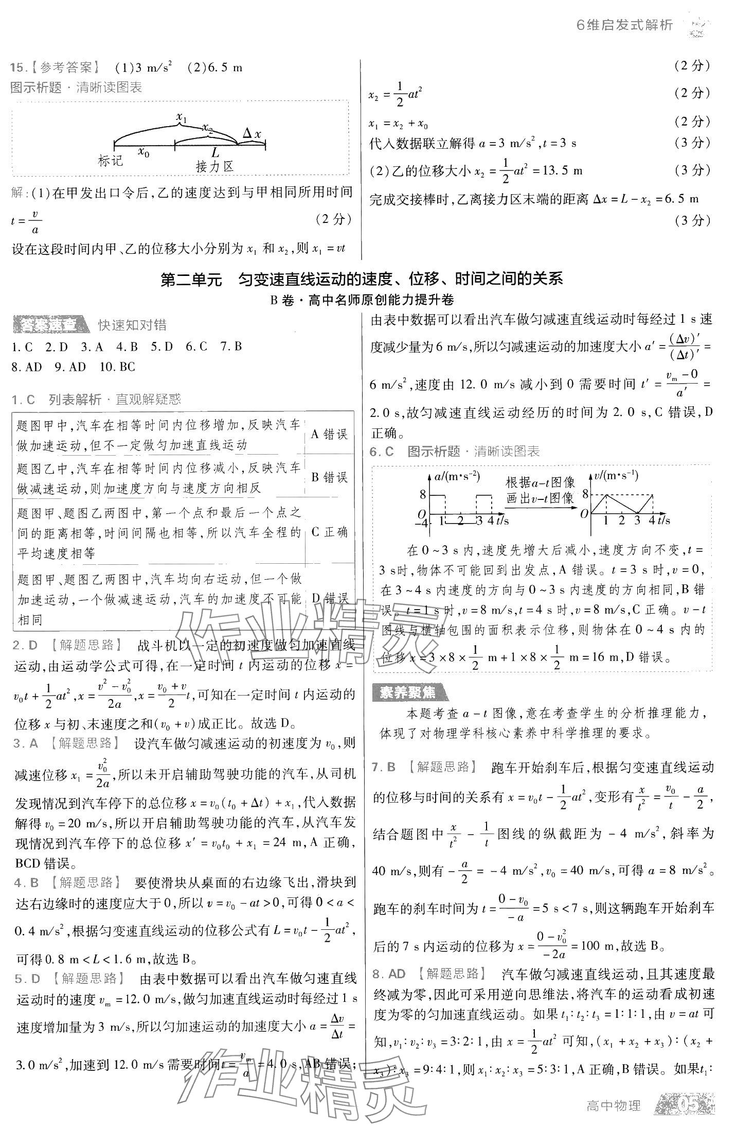 2024年金考卷活頁題選高中物理必修第一冊人教版 第7頁