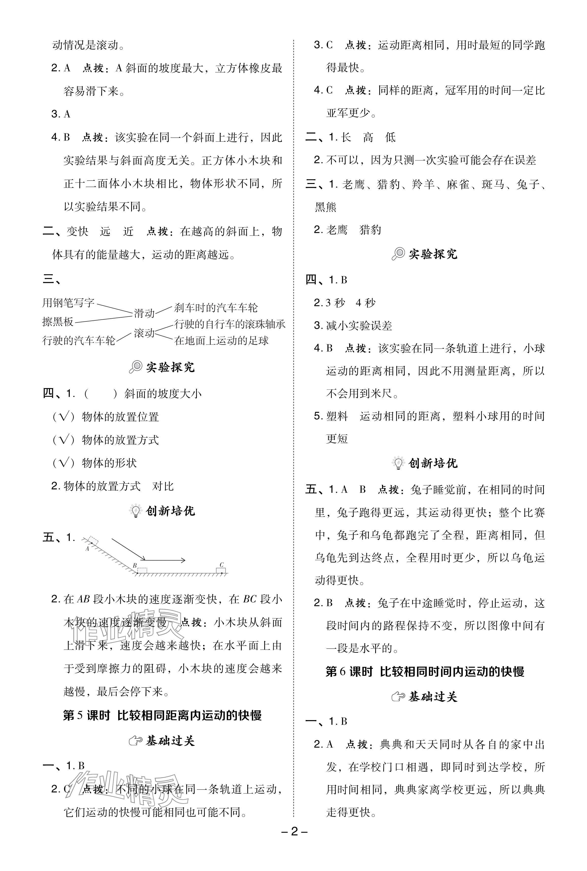 2024年综合应用创新题典中点三年级科学下册教科版 参考答案第2页