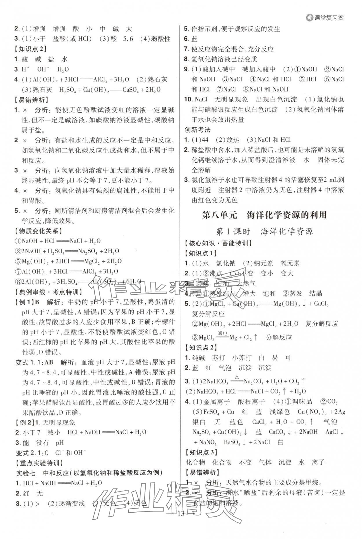 2025年中考特訓化學魯教版山東專版 參考答案第12頁