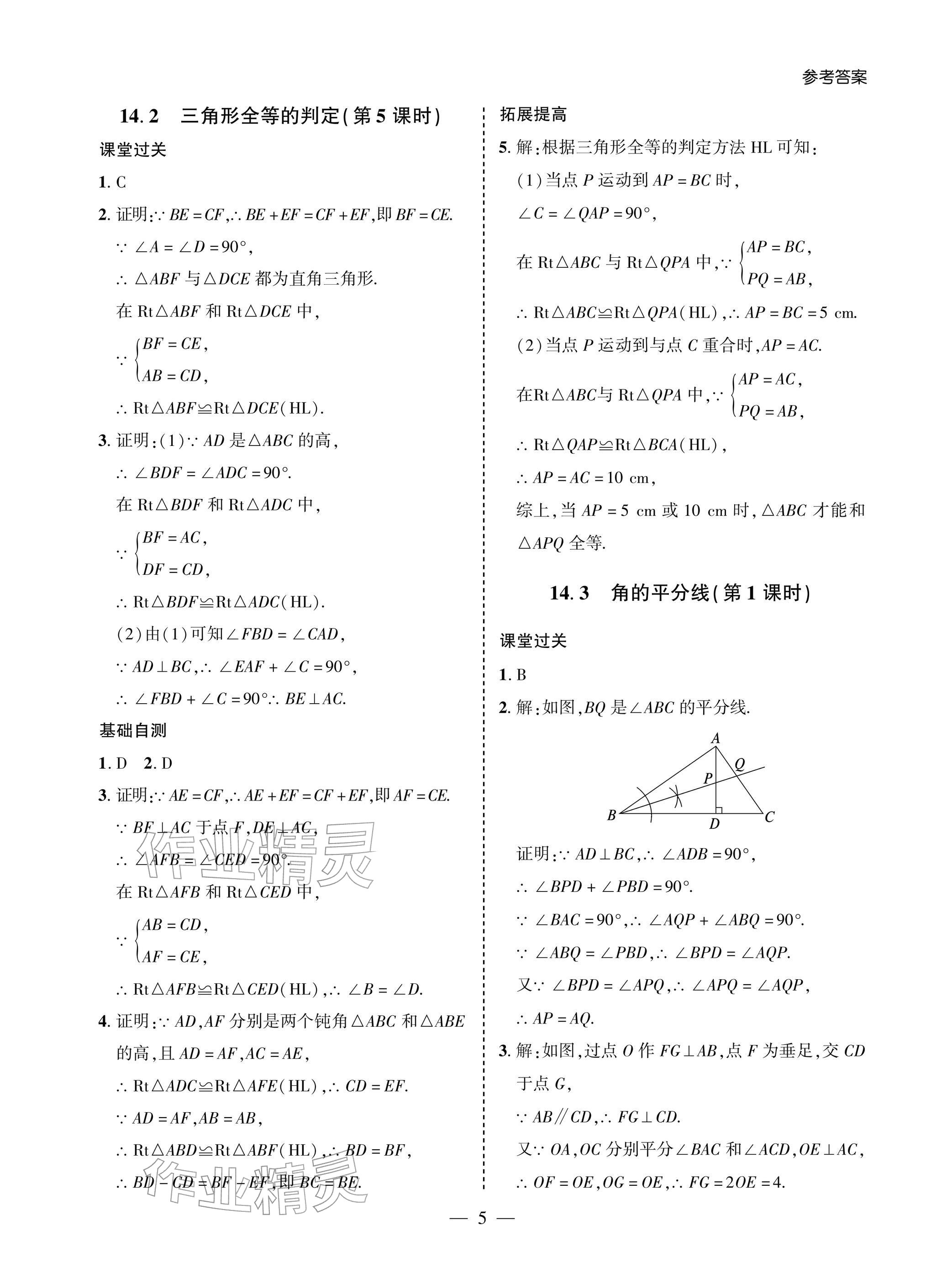 2025年新课堂同步学习与探究八年级数学上册人教版 参考答案第5页