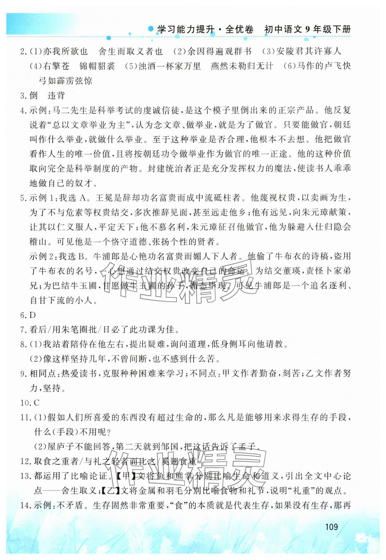 2025年學(xué)習(xí)能力提升全優(yōu)卷九年級語文下冊人教版 第5頁