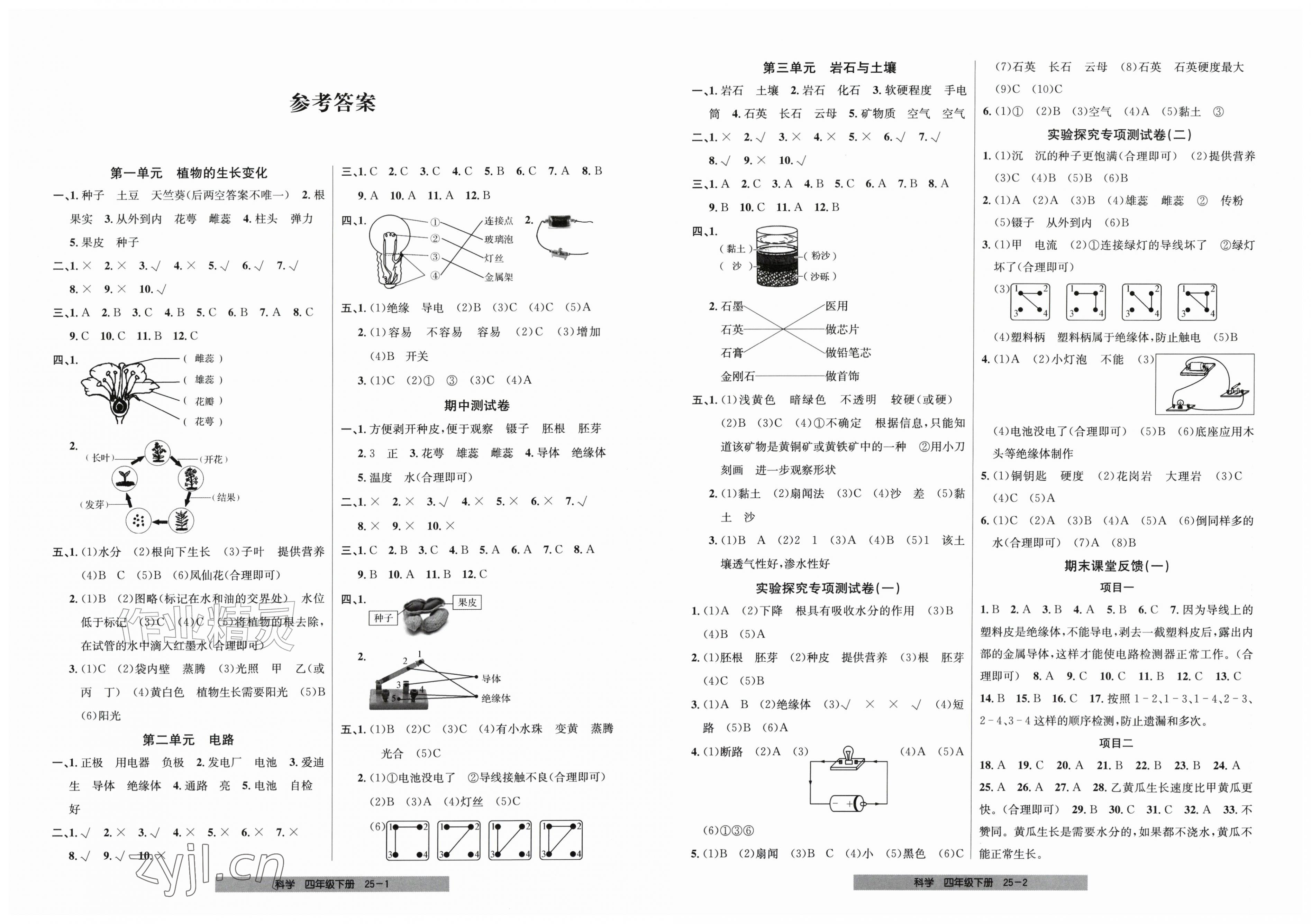 2026年期末直通车四年级科学下册教科版&nbsp;第1页