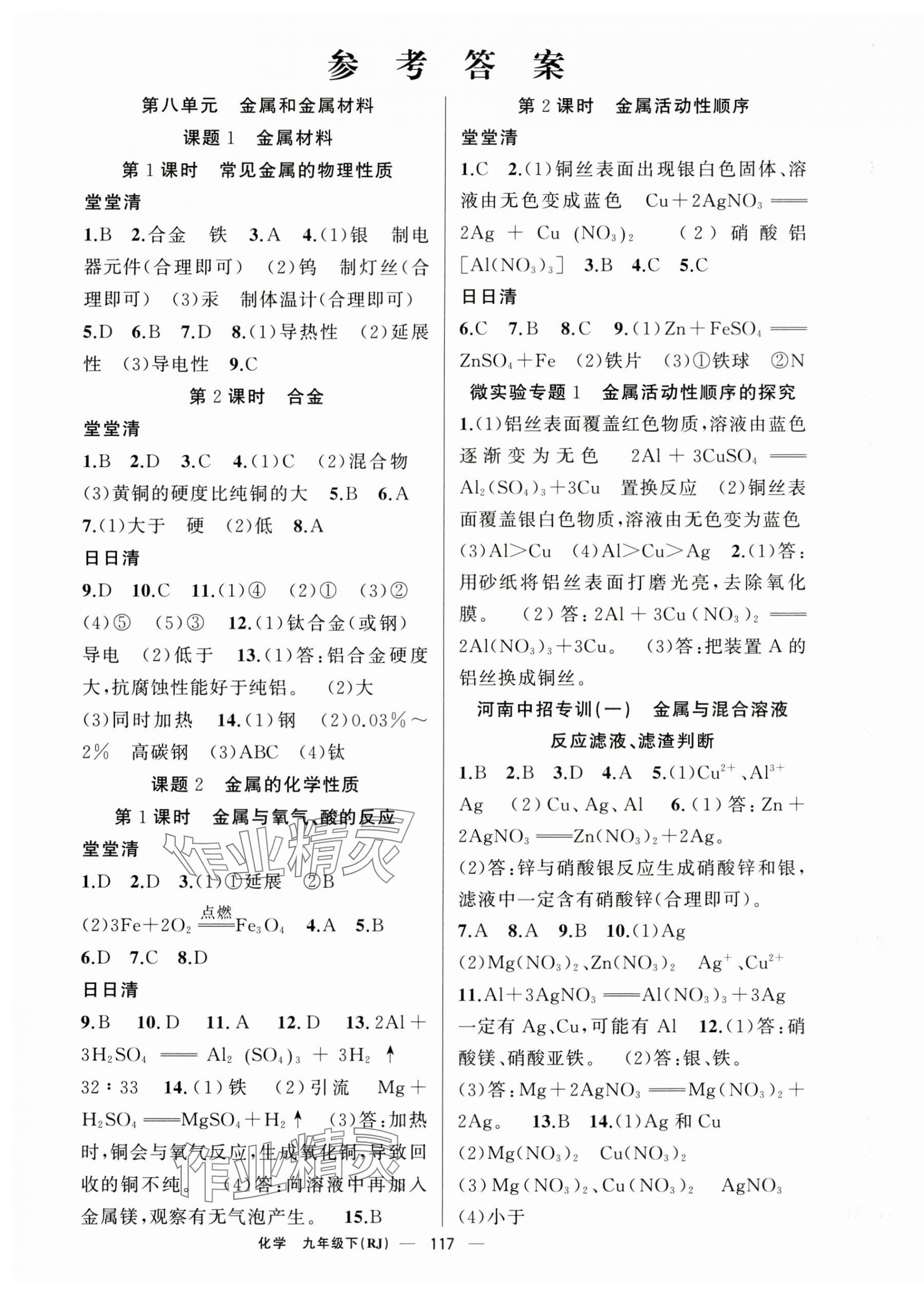 2025年四清導(dǎo)航九年級化學(xué)下冊人教版河南專版 第1頁