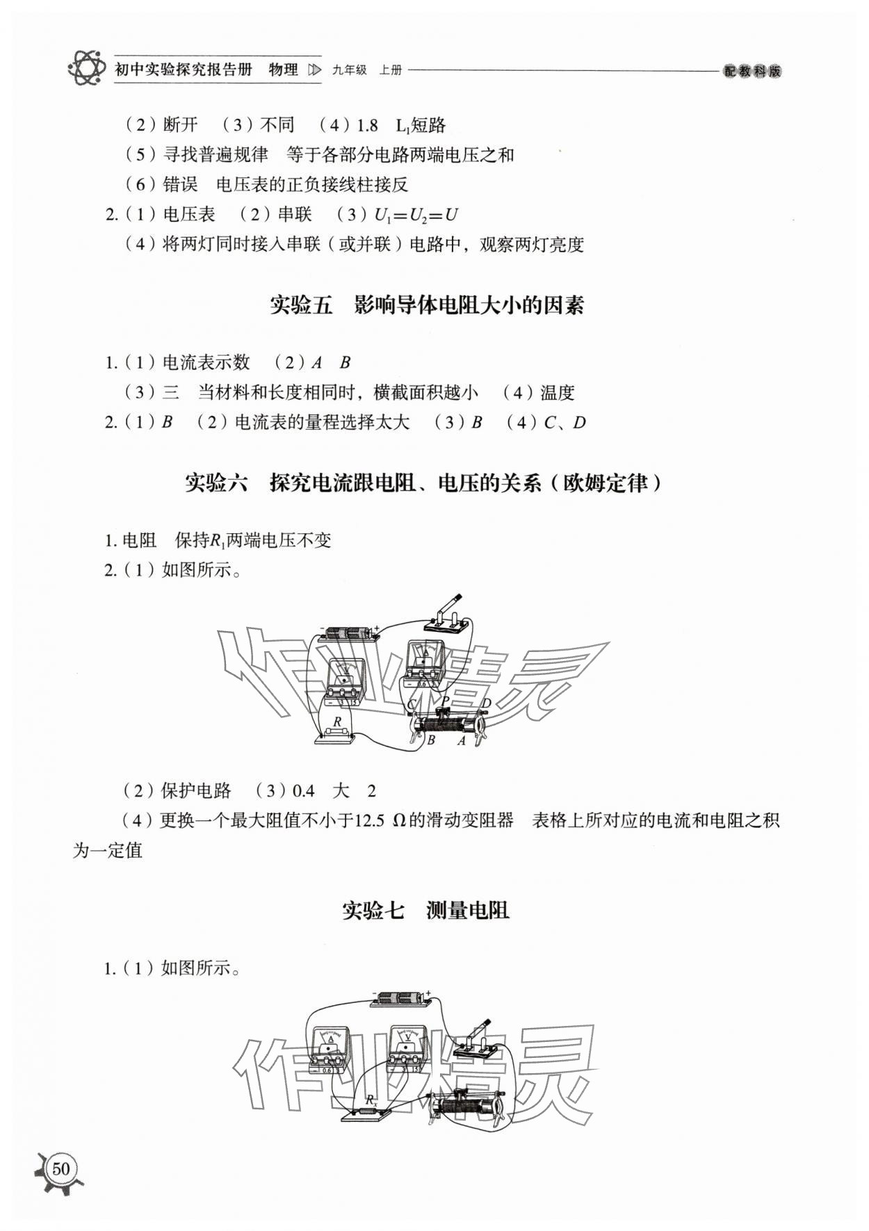 2024年实验探究报告册山东教育出版社九年级物理教科版 第2页