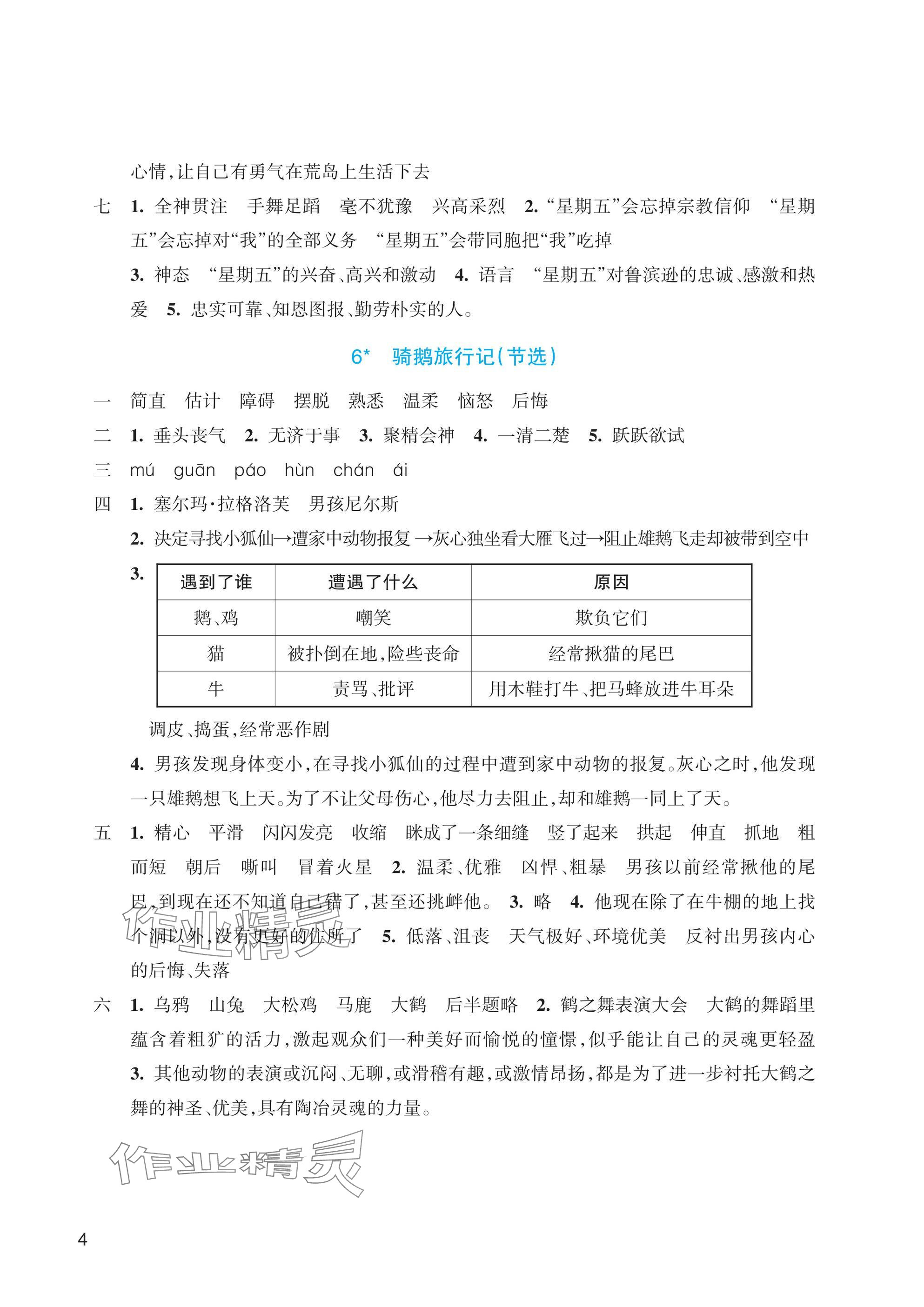 2025年預學與導學六年級語文下冊人教版 參考答案第4頁