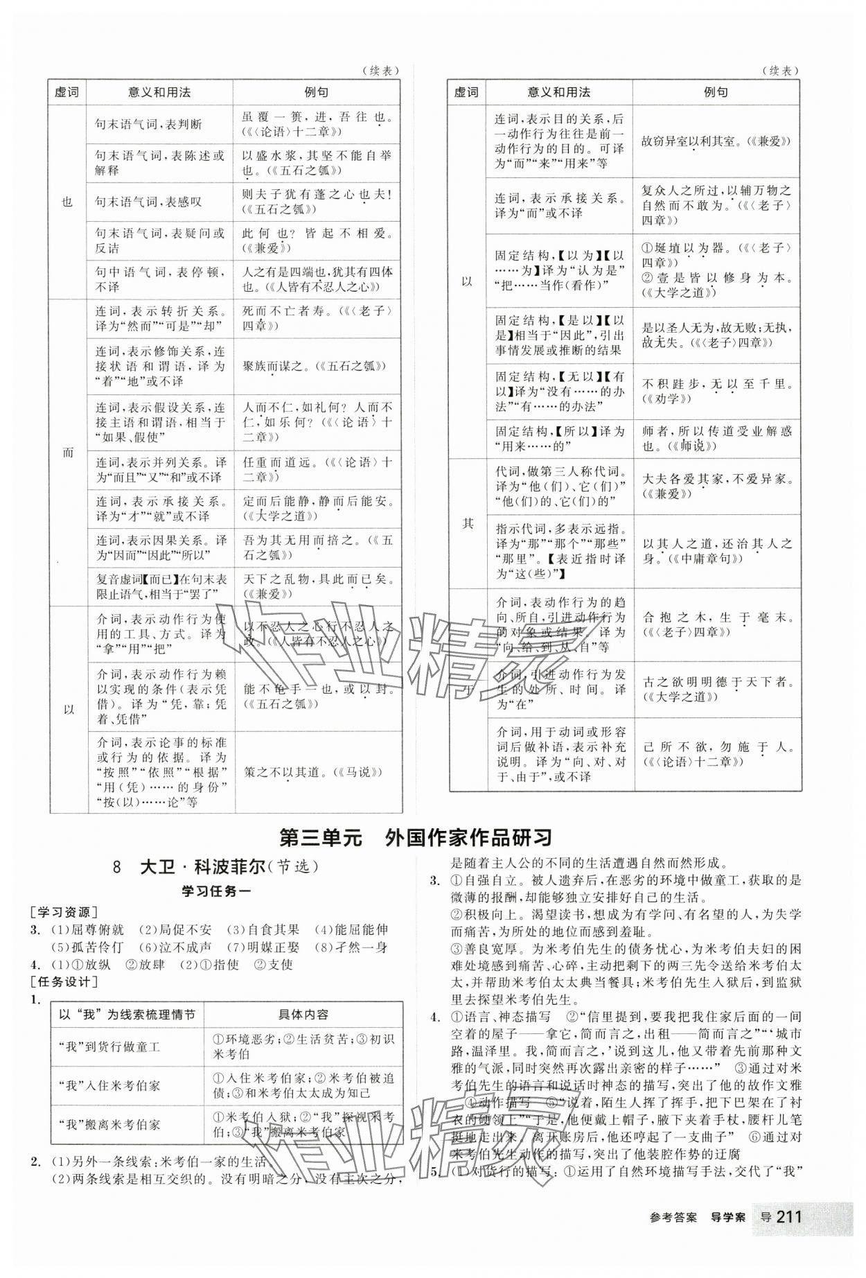 2024年全品學(xué)練考高中語文選擇性必修上冊(cè)人教版 參考答案第11頁