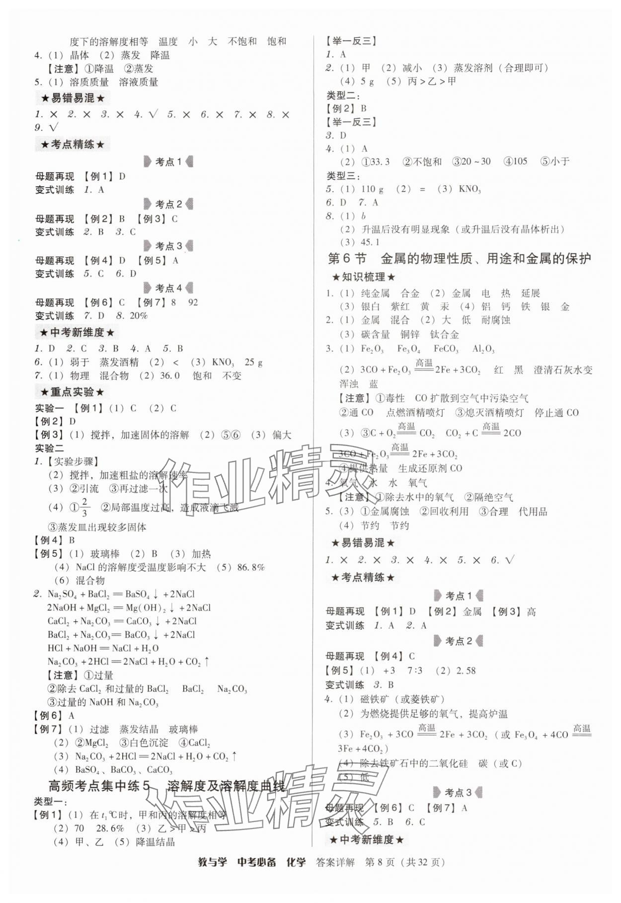 2025年教与学中考必备化学 第8页