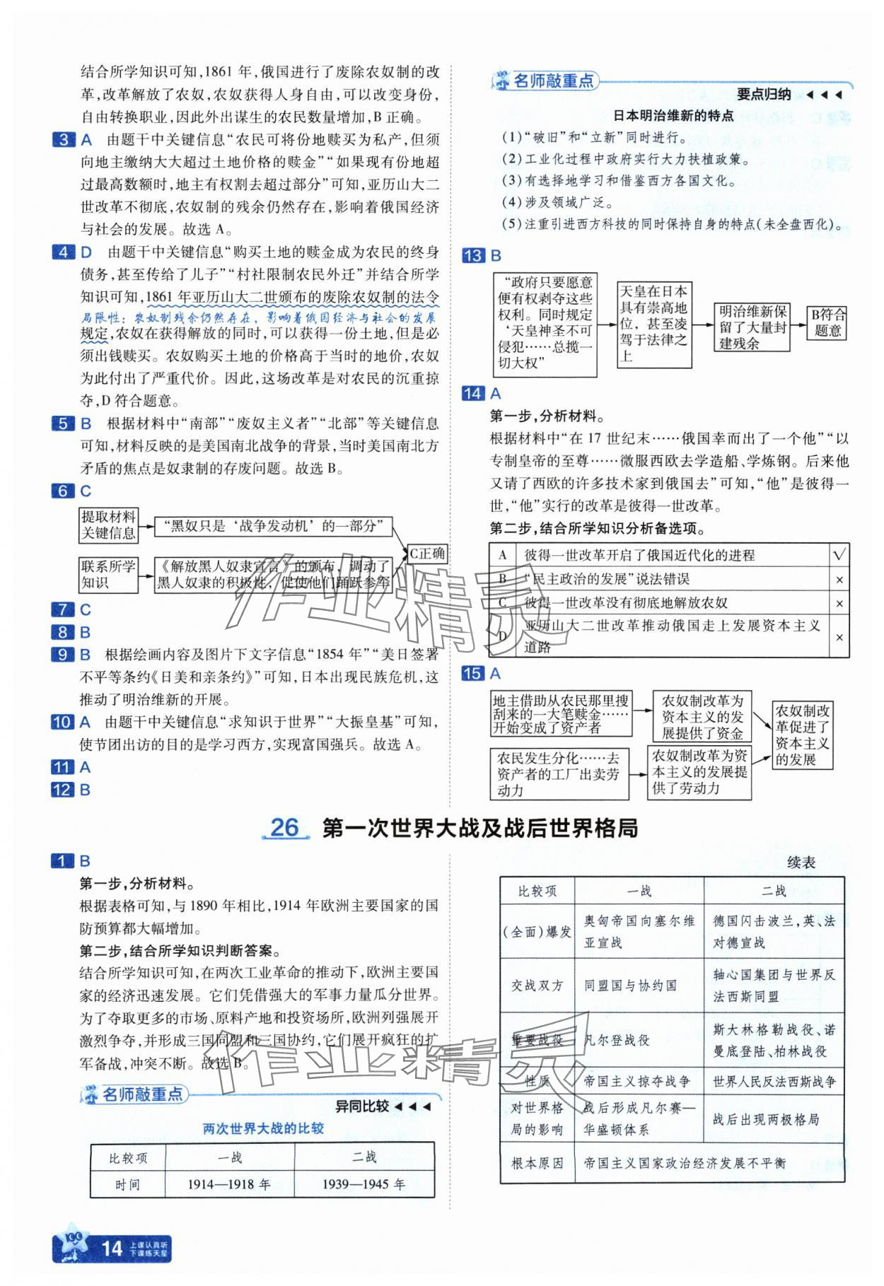 2025年金考卷中考45套匯編歷史山西專版紫色封面 參考答案第14頁(yè)