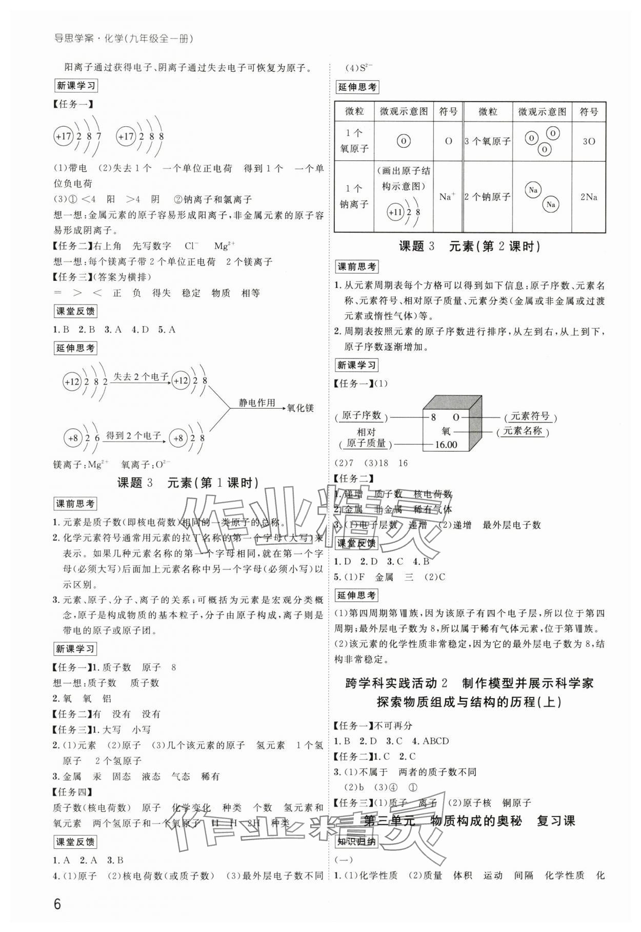 2025年導思學案九年級化學全一冊人教版深圳專版 參考答案第6頁