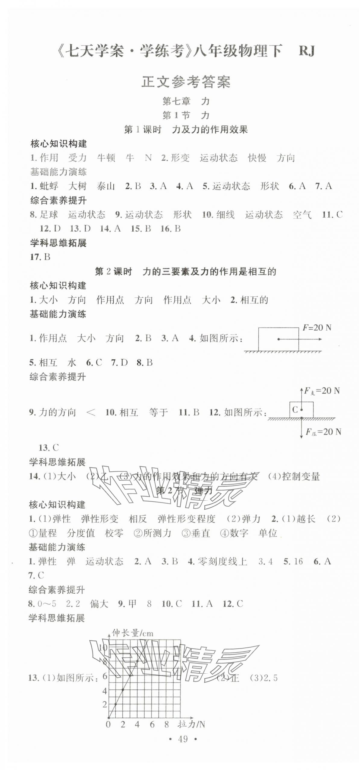 2025年七天學(xué)案學(xué)練考八年級(jí)物理下冊(cè)人教版 第1頁(yè)