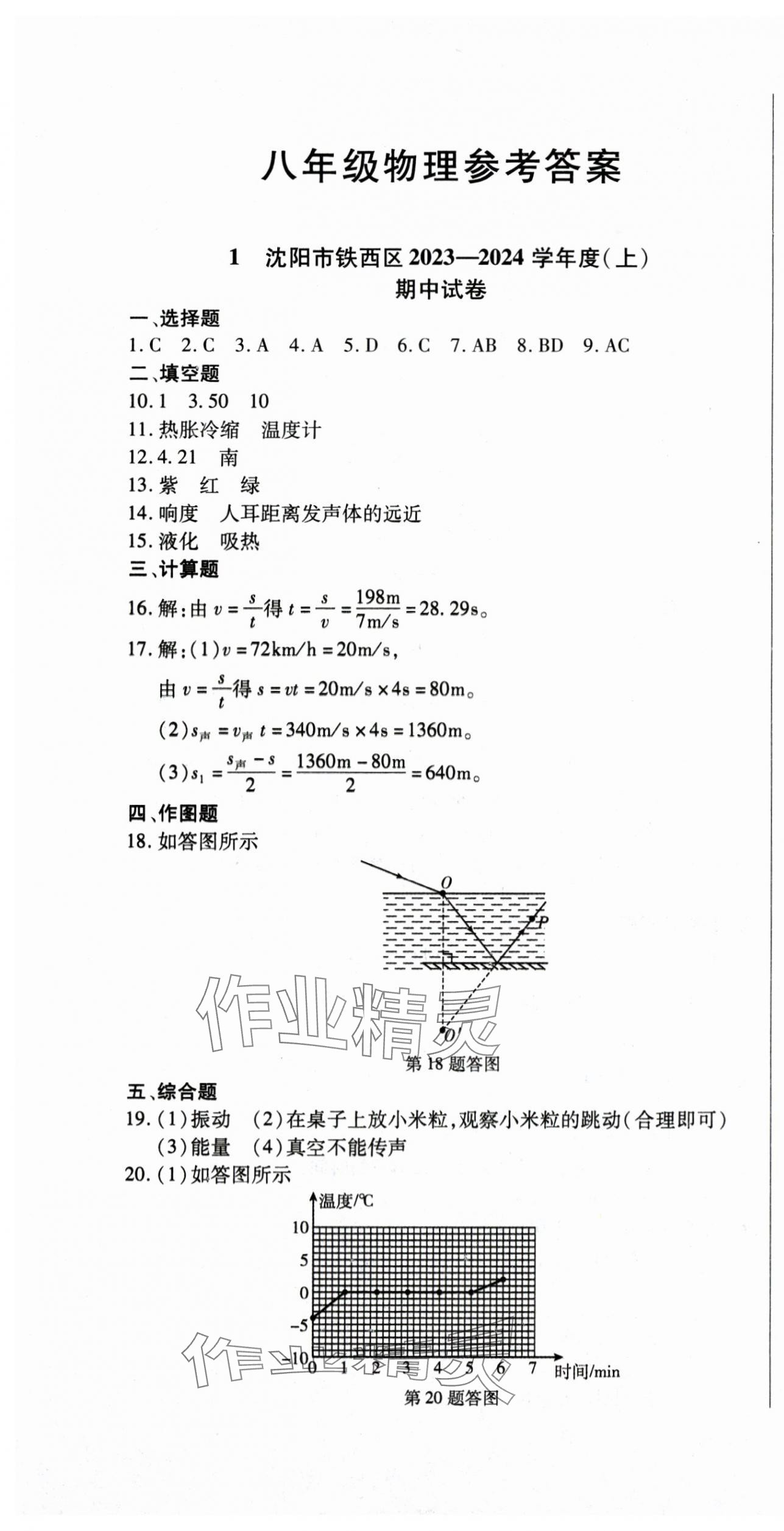 2025年无敌战卷课时作业八年级物理上册人教版 第1页