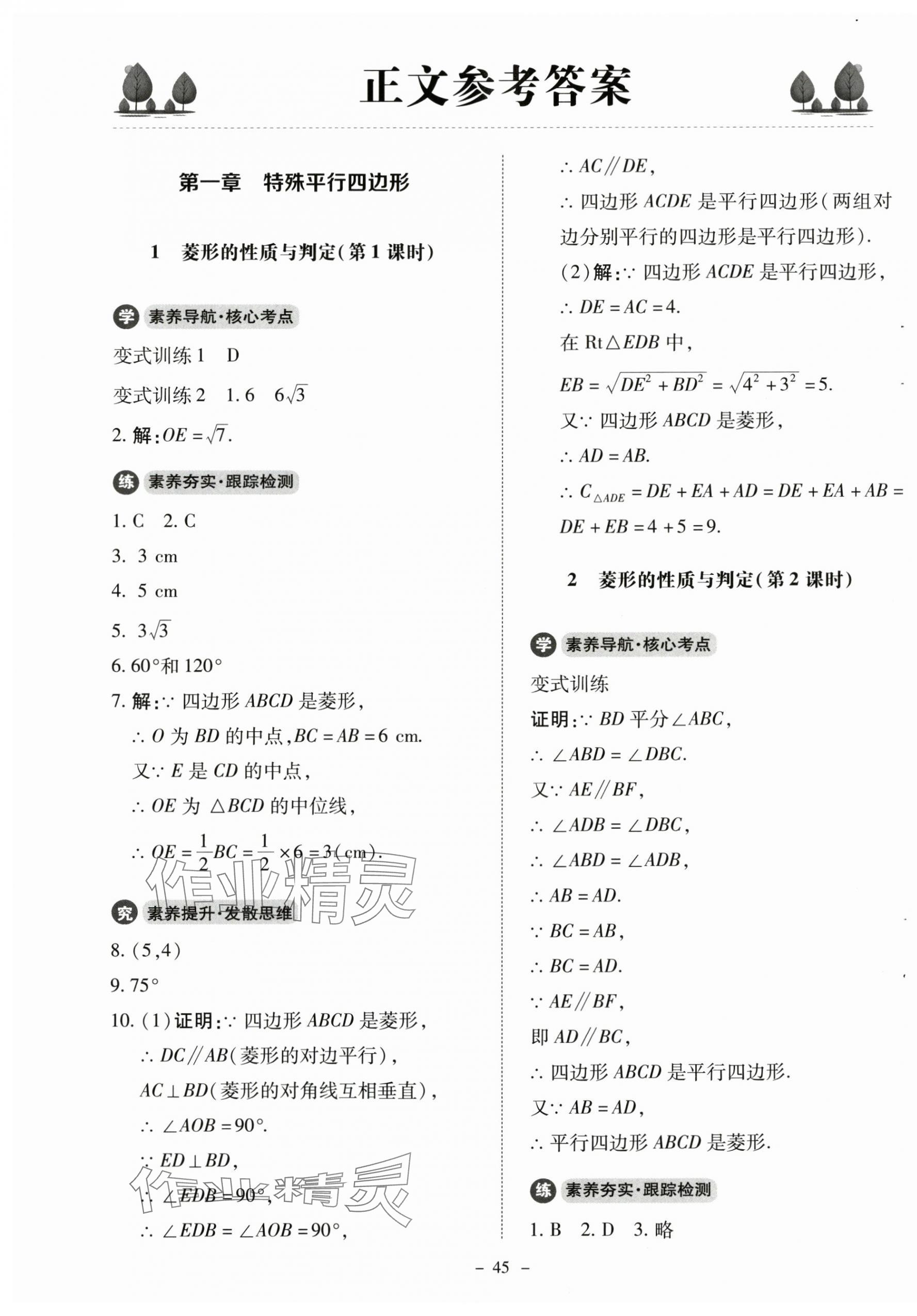 2024年初中同步练习册九年级数学上册北师大版北京师范大学出版社 第1页