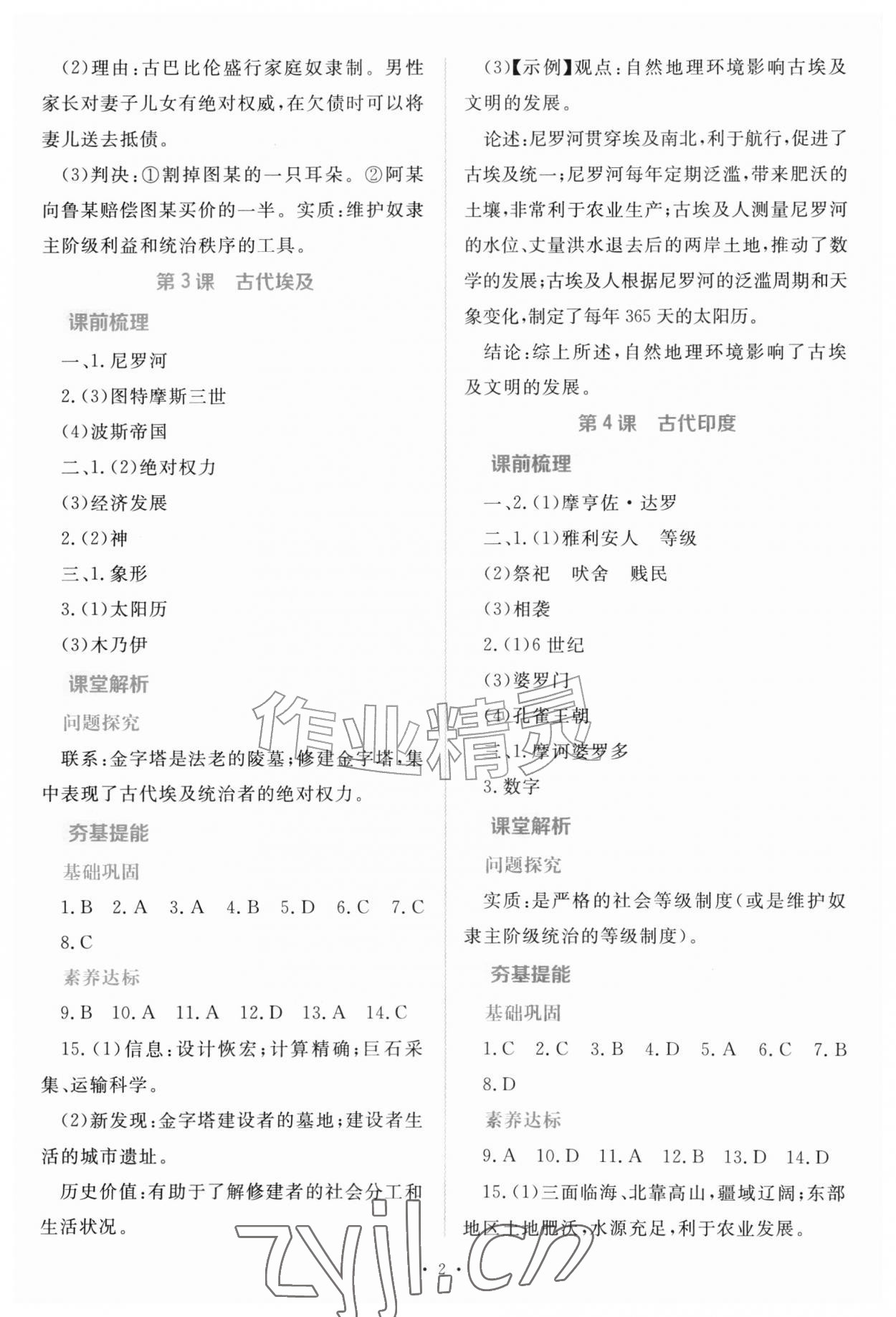 2026年金版学案同步优学智慧作业九年级历史上册人教版&nbsp;第2页