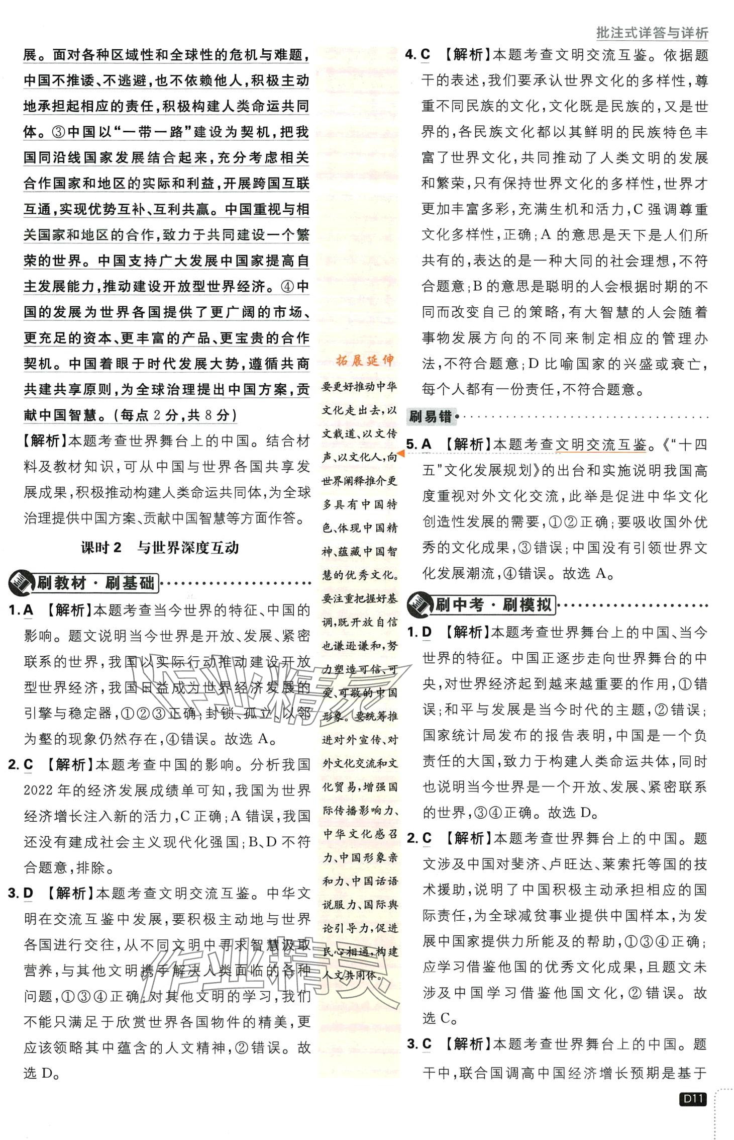 2024年初中必刷題九年級(jí)道德與法治下冊(cè)人教版&nbsp;第11頁