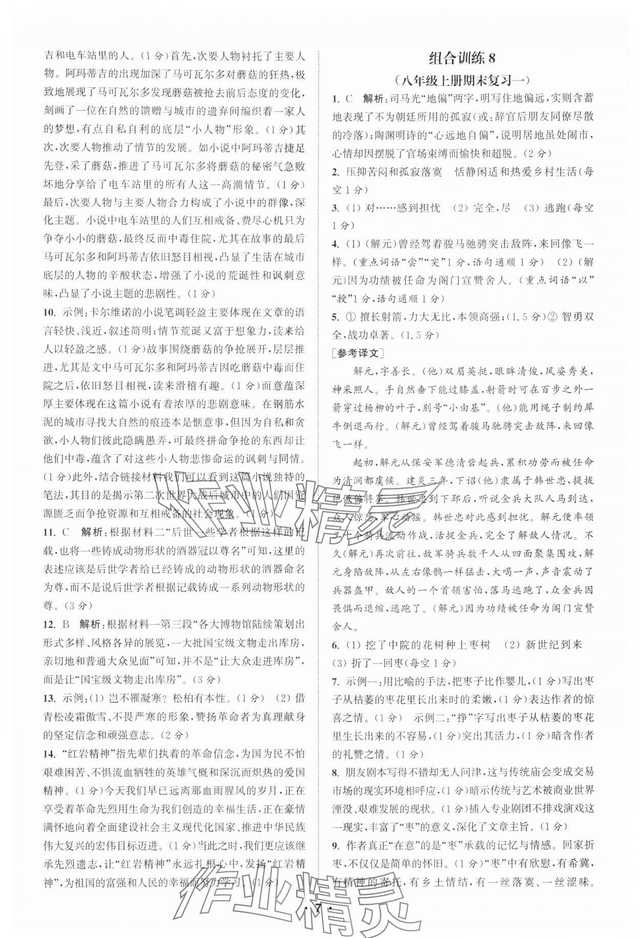 2025年通城学典初中语文阅读组合训练八年级江西专版 第7页