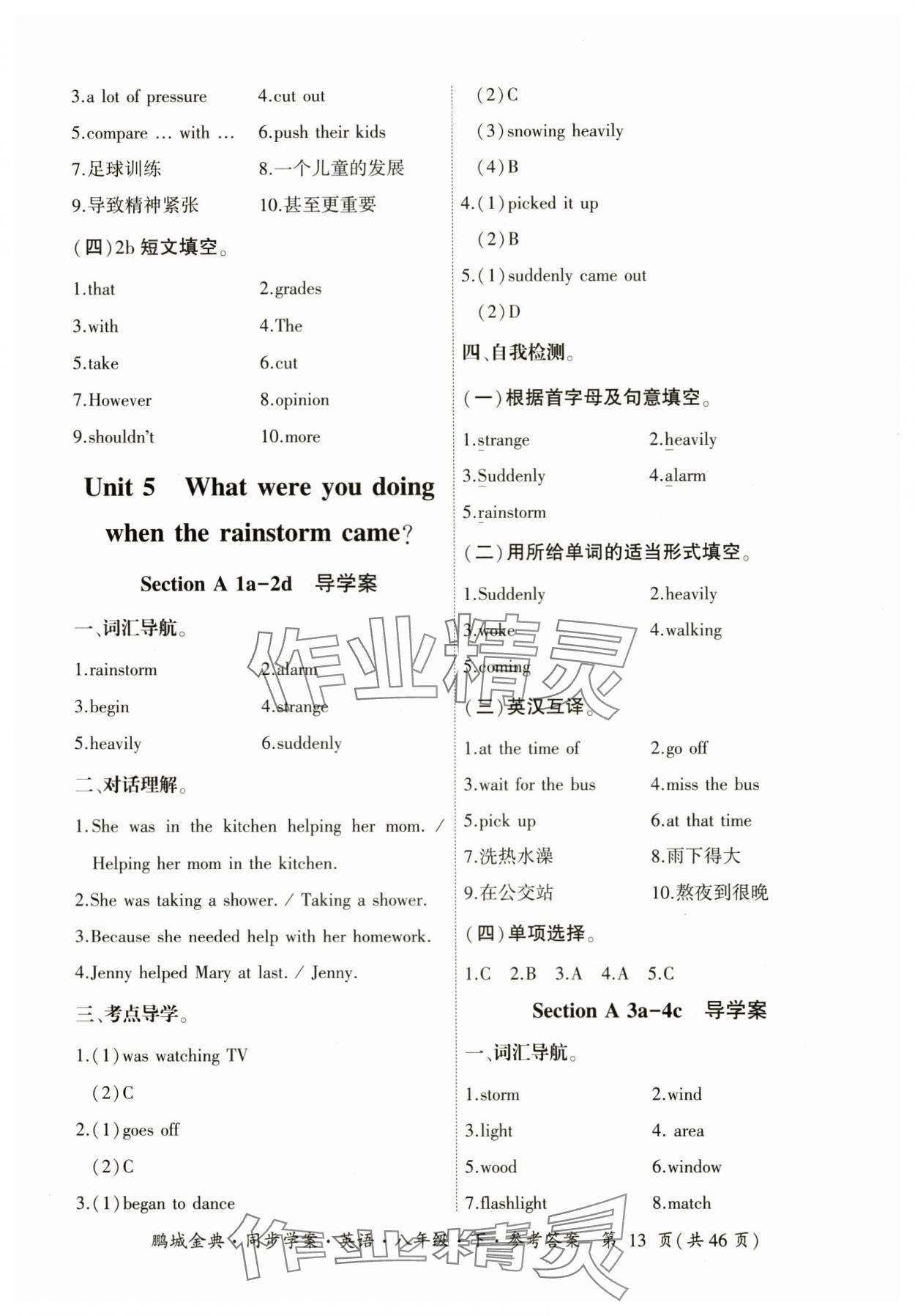 2025年名師幫同步學案八年級英語下冊人教版 參考答案第13頁