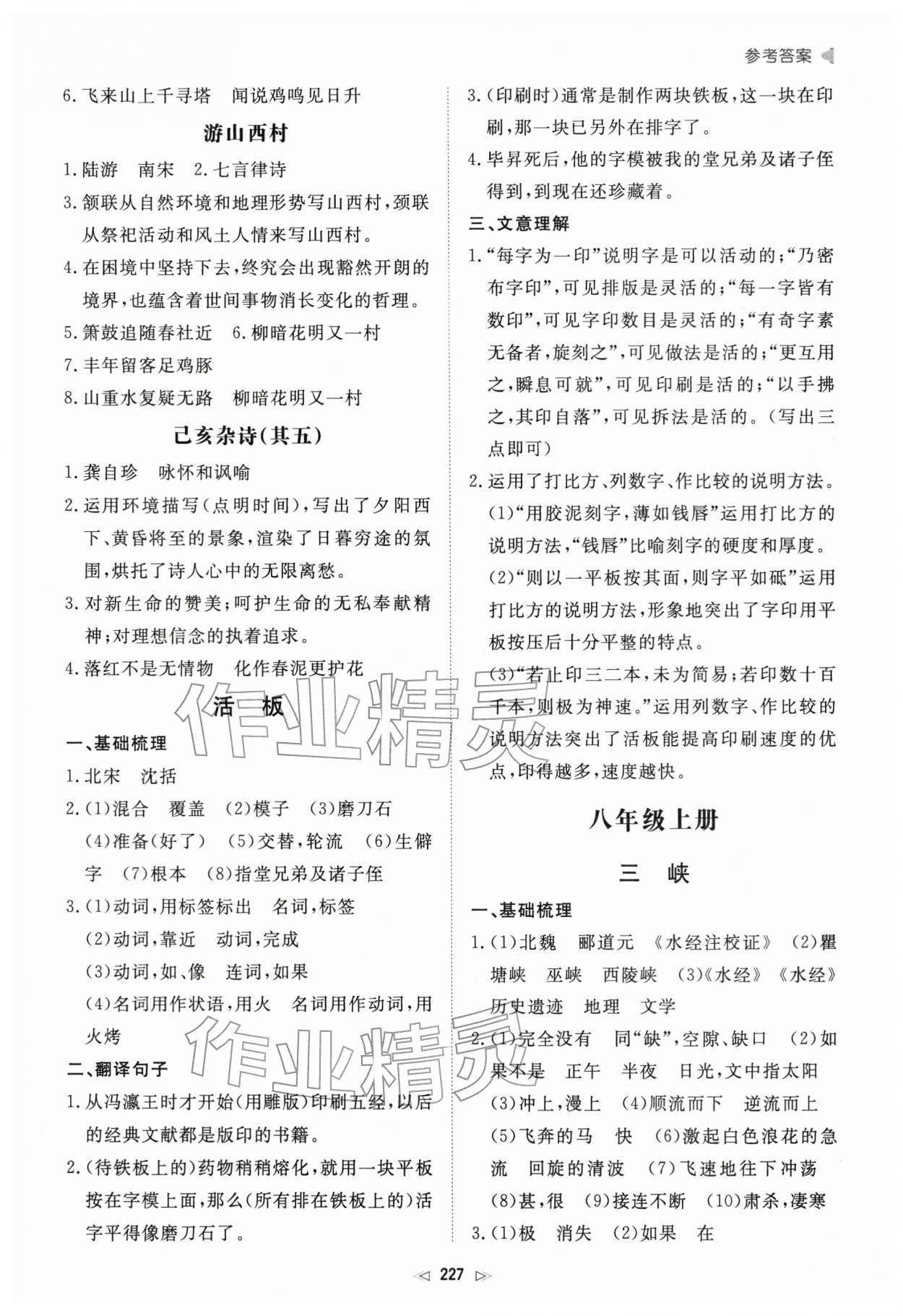 2026年初中總復習手冊新世紀出版社語文 參考答案第6頁