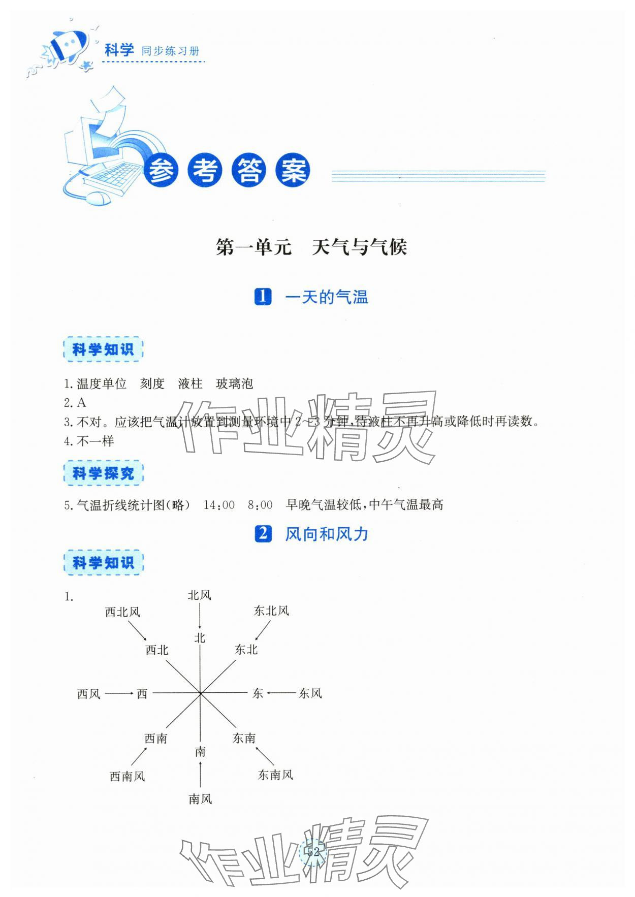 2024年科學(xué)同步練習(xí)冊(cè)湖北教育出版社四年級(jí)科學(xué)下冊(cè)人教版鄂教版 參考答案第1頁(yè)