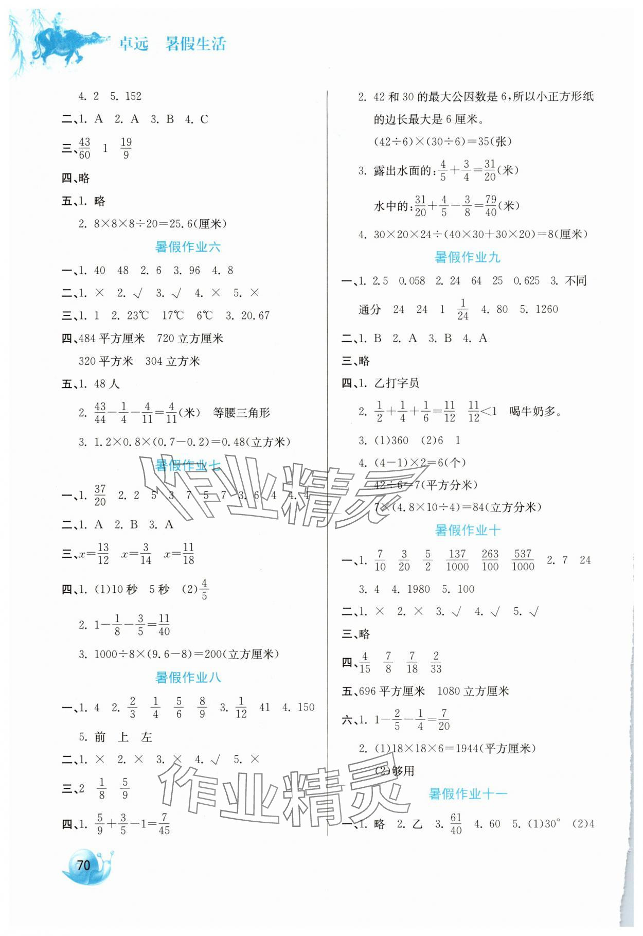 2025年暑假生活河北美术出版社五年级数学 第2页