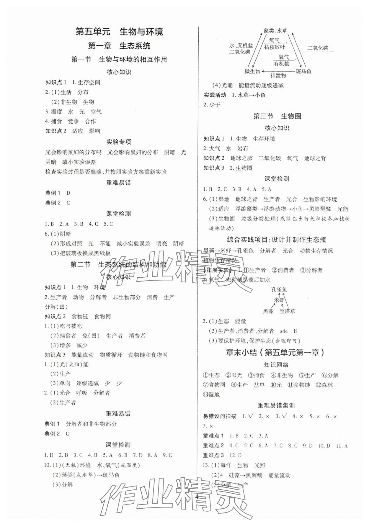 2025年領(lǐng)跑作業(yè)本八年級(jí)生物全一冊(cè)人教版廣東專版 第4頁