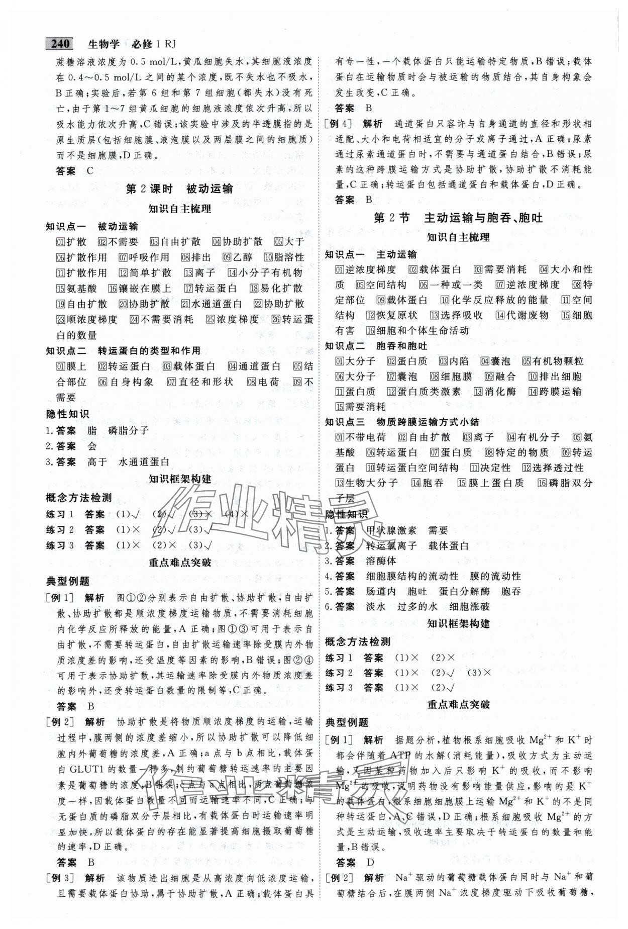 2024年金版教程高中新課程創(chuàng)新導學案高中生物必修1人教版 參考答案第8頁