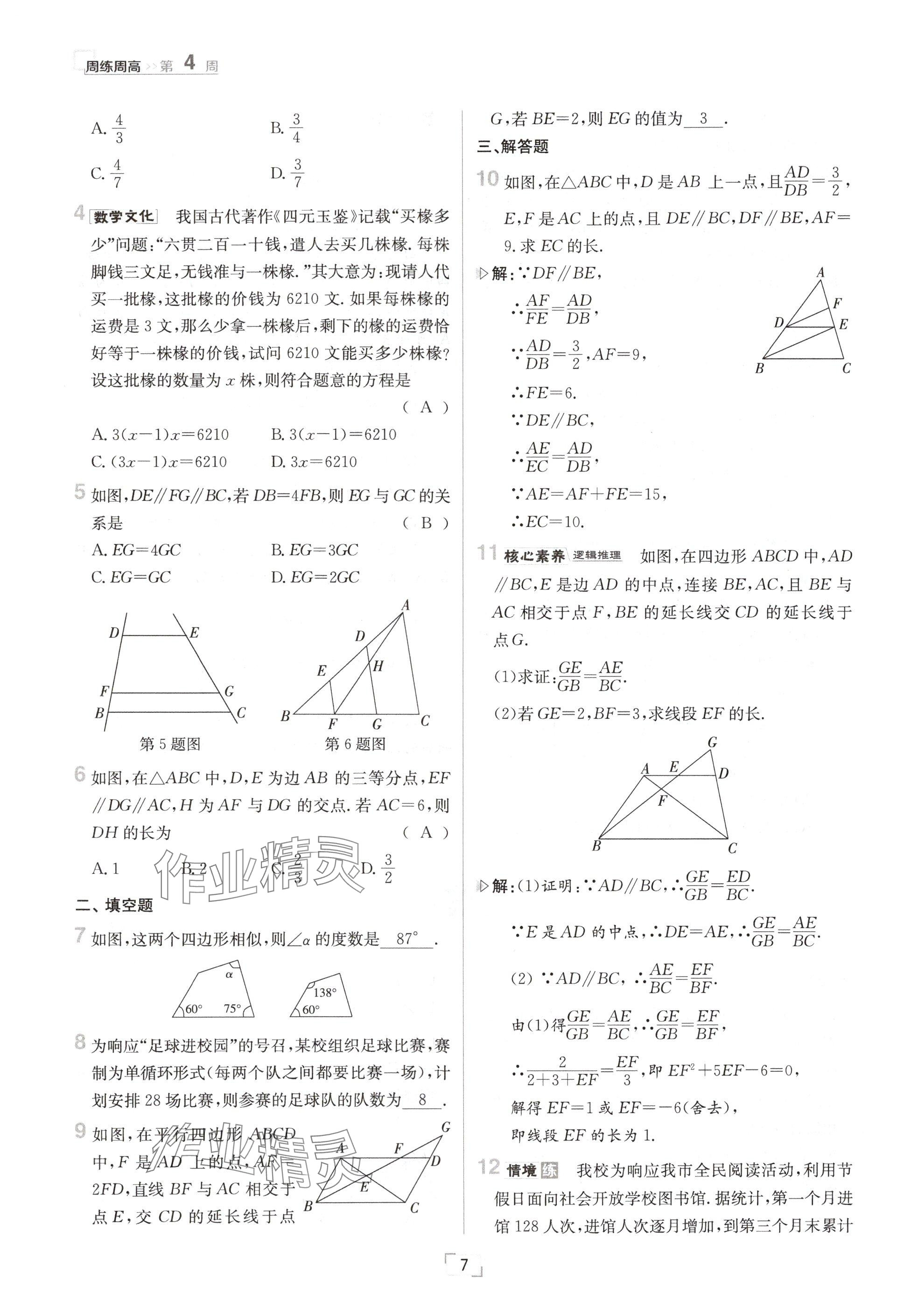 2024年日清周練九年級數(shù)學(xué)全一冊華師大版 參考答案第14頁