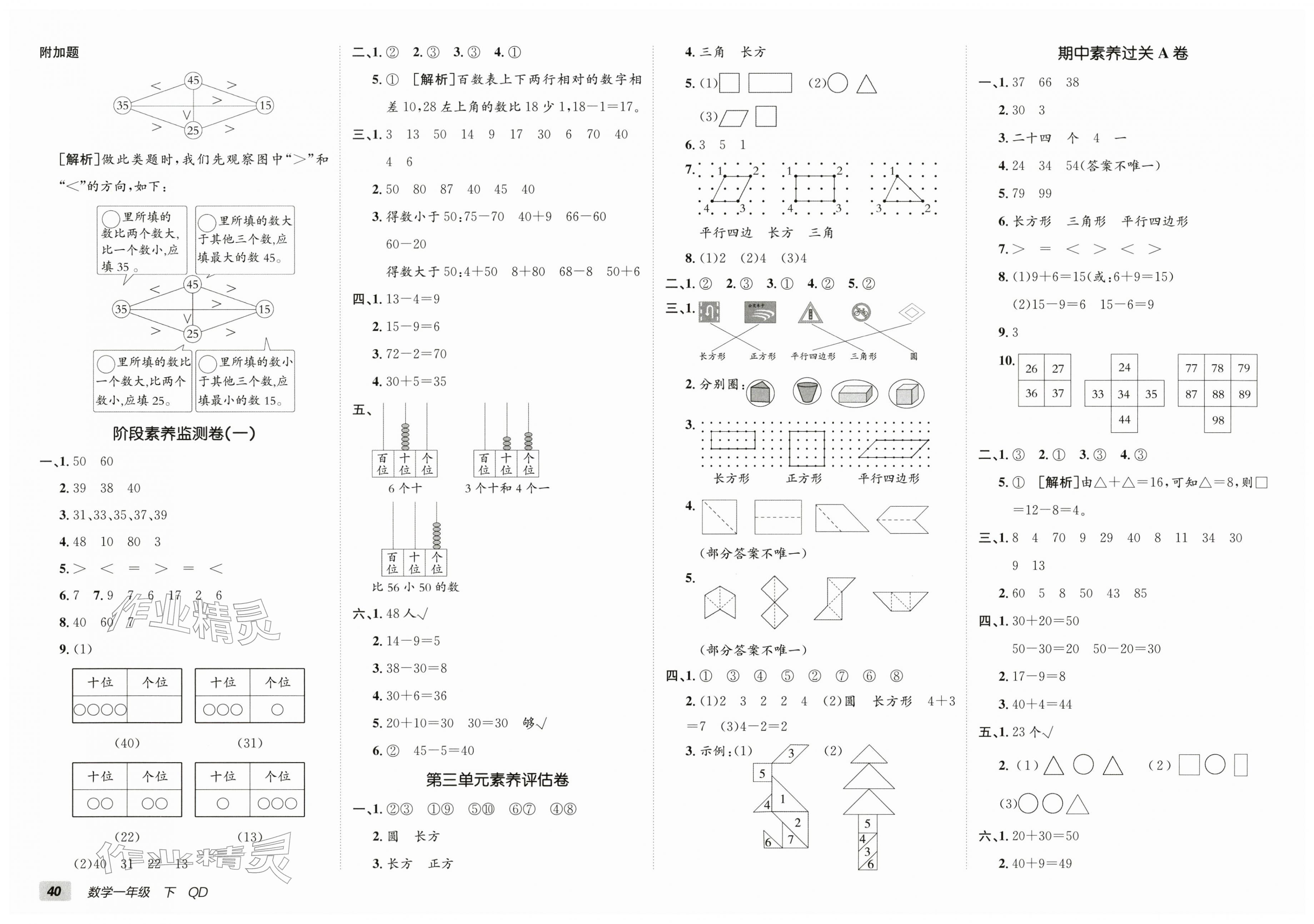 2026年海淀单元测试AB卷一年级数学下册青岛版&nbsp;第2页