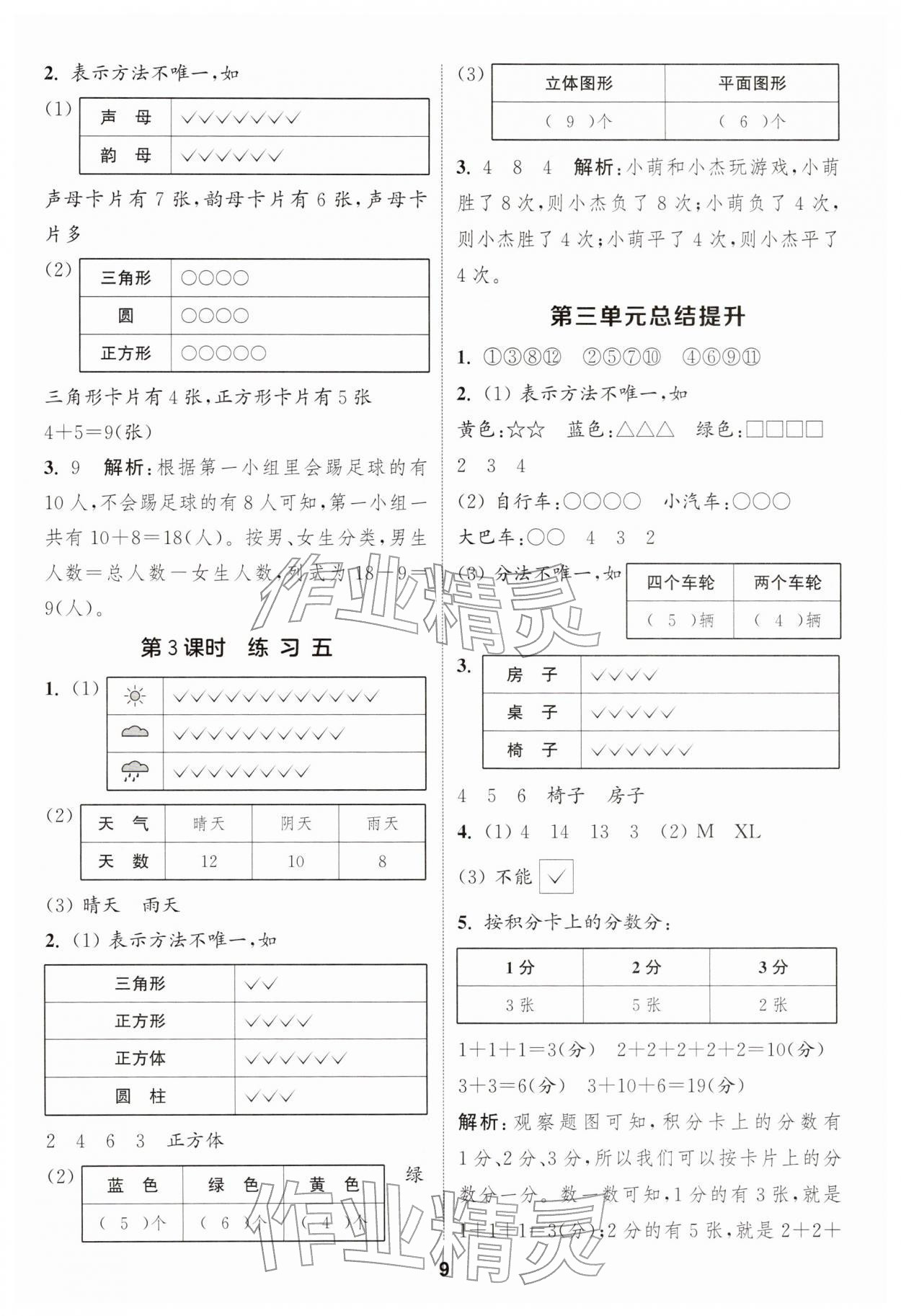 2026年通成学典课时作业本一年级数学下册苏教版苏州专版&nbsp;第9页