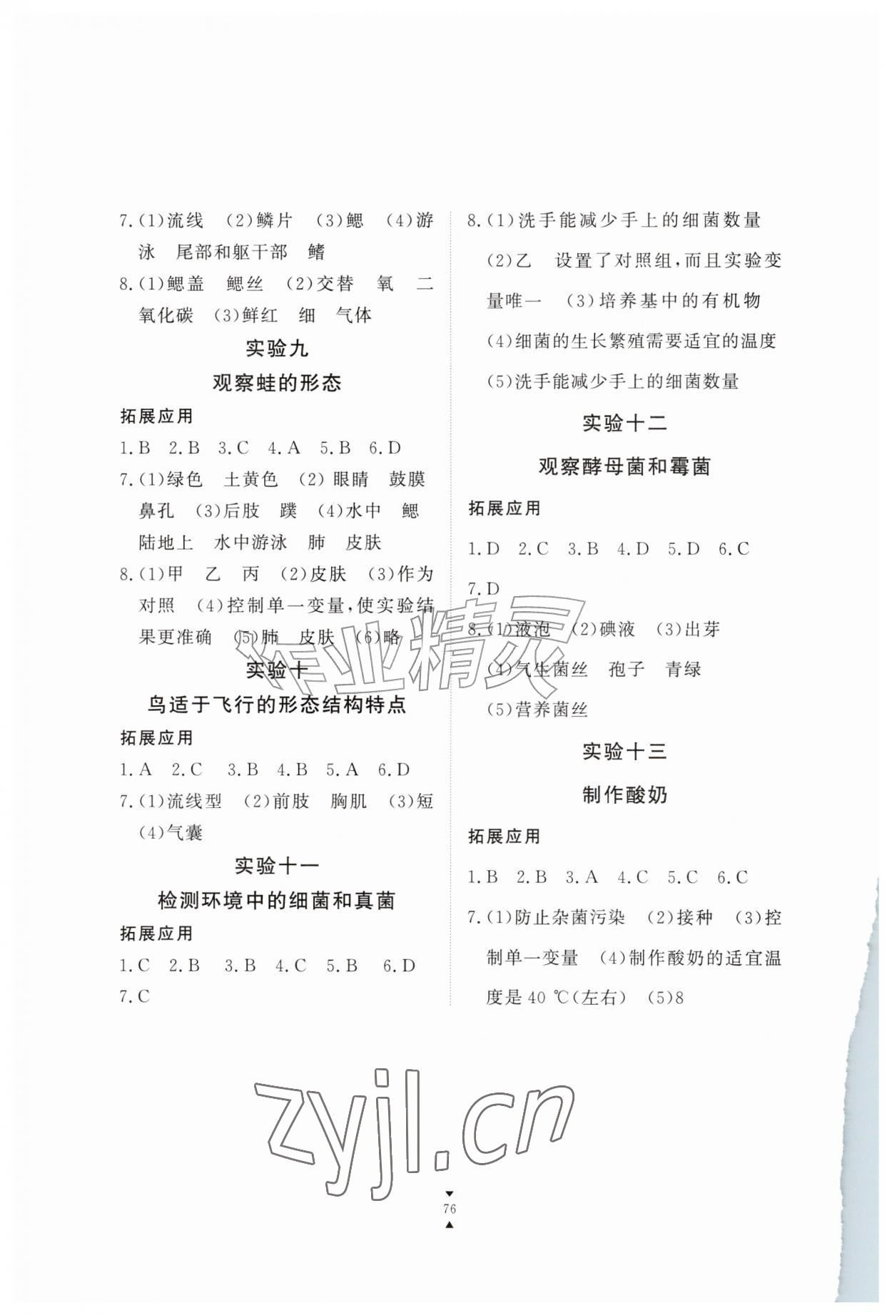 2026年实验报告册江西教育出版社七年级生物上册人教版&nbsp;第2页