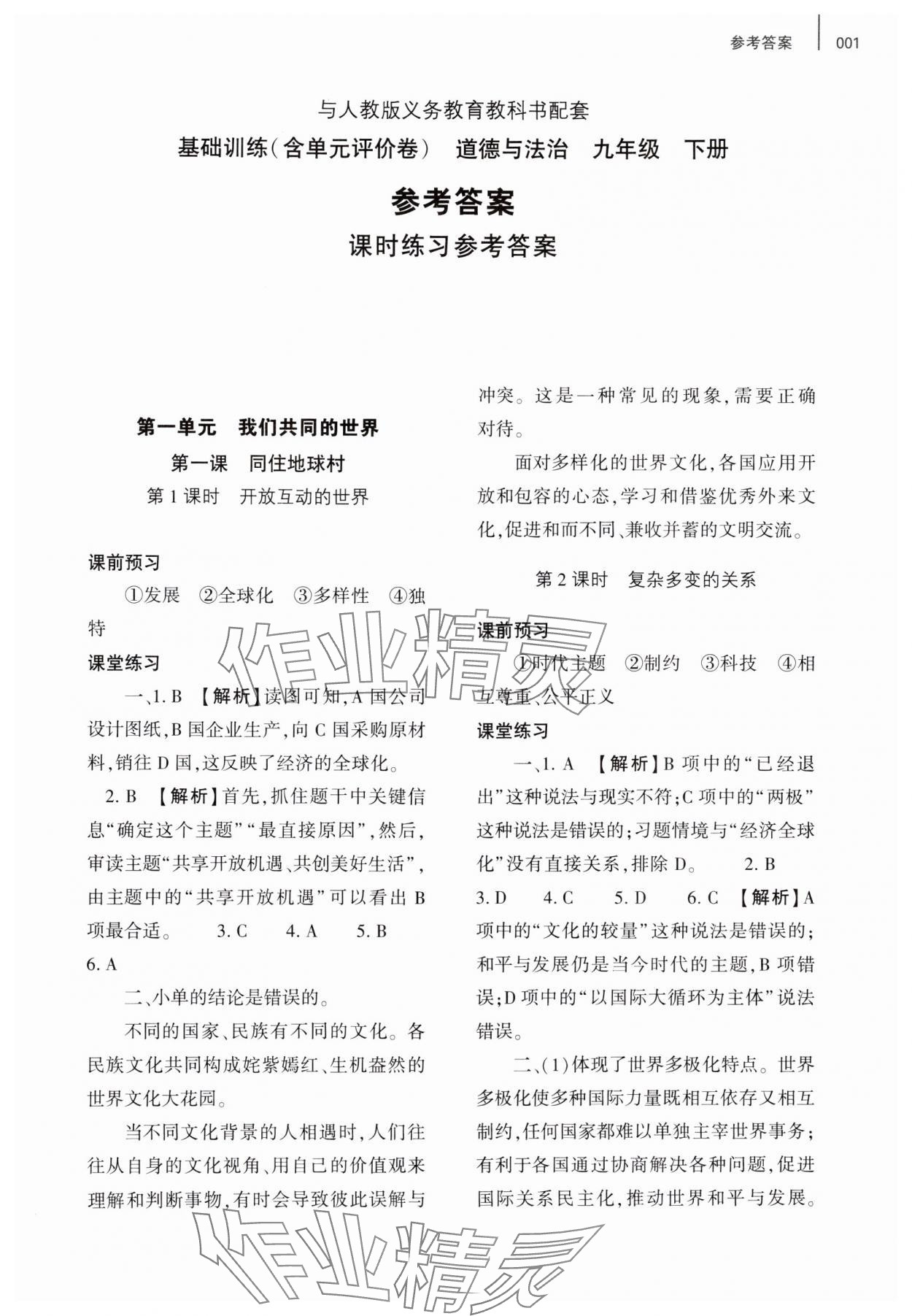 2025年基礎(chǔ)訓(xùn)練大象出版社九年級道德與法治下冊人教版 第1頁