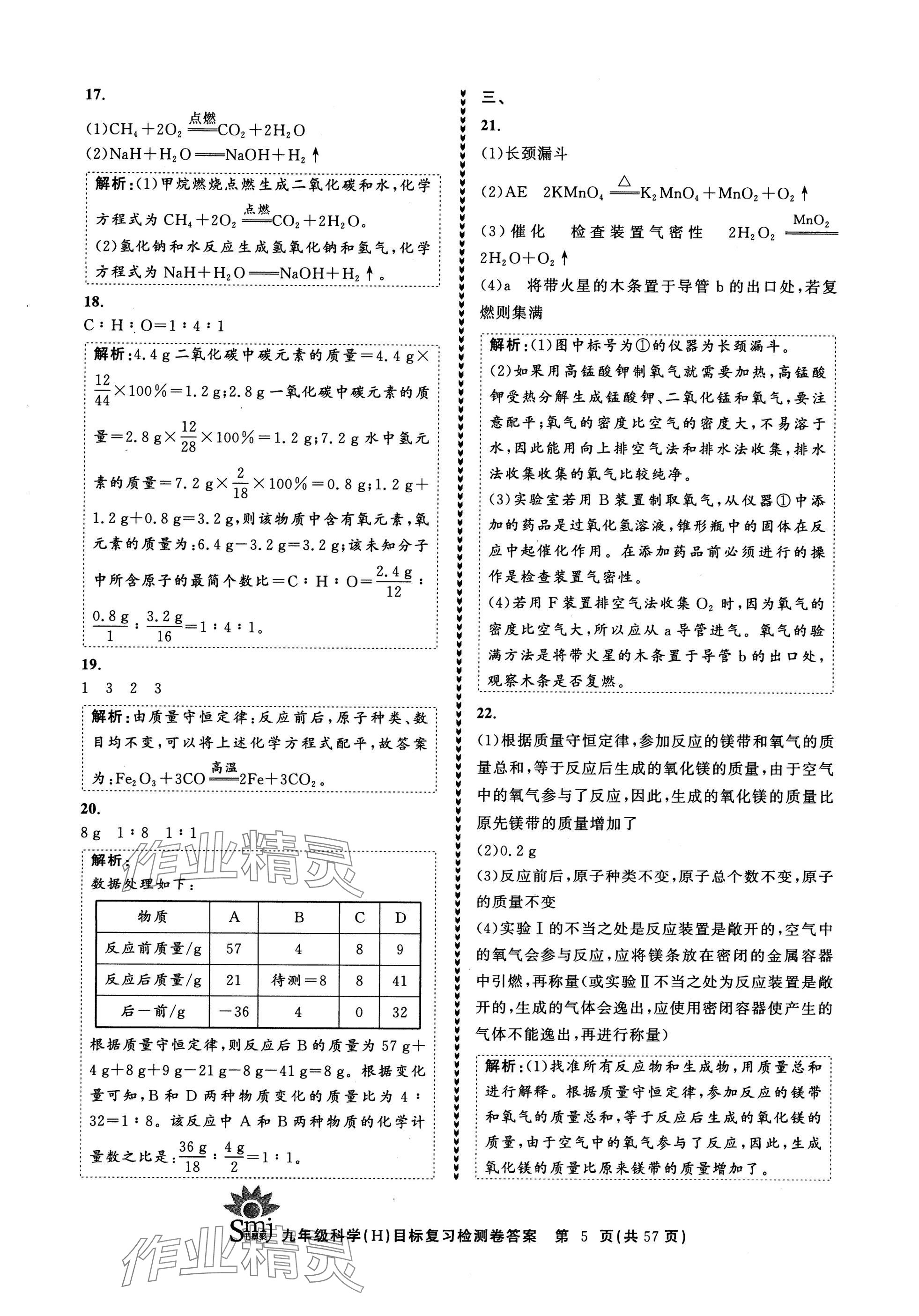 2024年目標(biāo)復(fù)習(xí)檢測(cè)卷九年級(jí)科學(xué)全一冊(cè)華師大版 參考答案第5頁(yè)