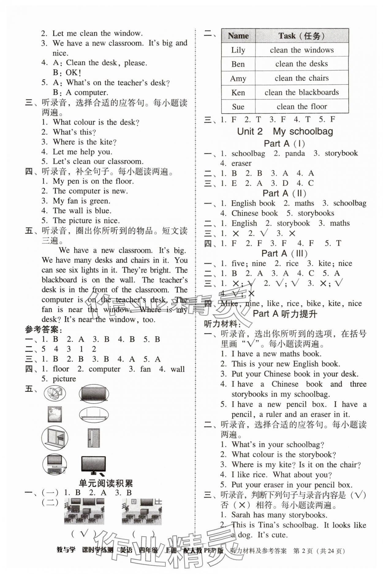 2024年教與學(xué)課時(shí)學(xué)練測(cè)四年級(jí)英語(yǔ)上冊(cè)人教版 第2頁(yè)