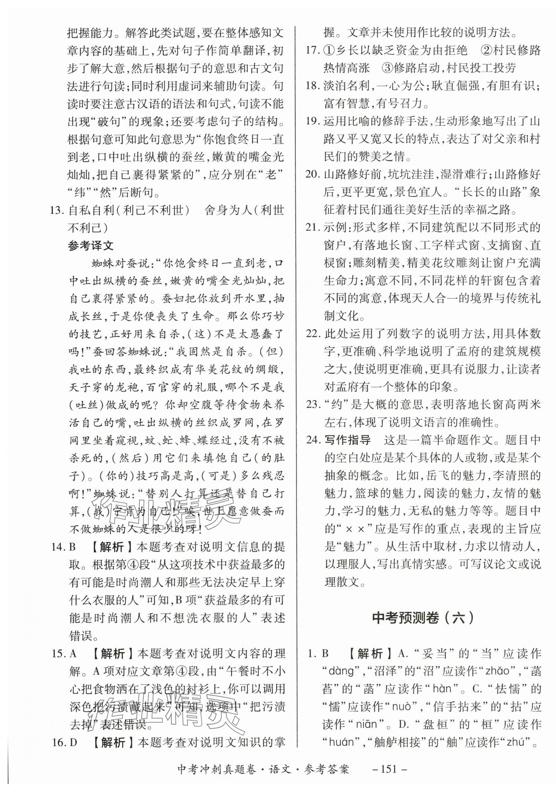 2024年中考冲刺真题卷语文新疆专版&nbsp;第7页