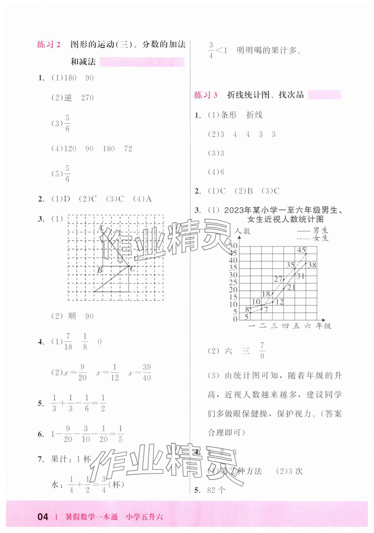 2024年木頭馬暑假一本通五升六數(shù)學(xué) 參考答案第4頁