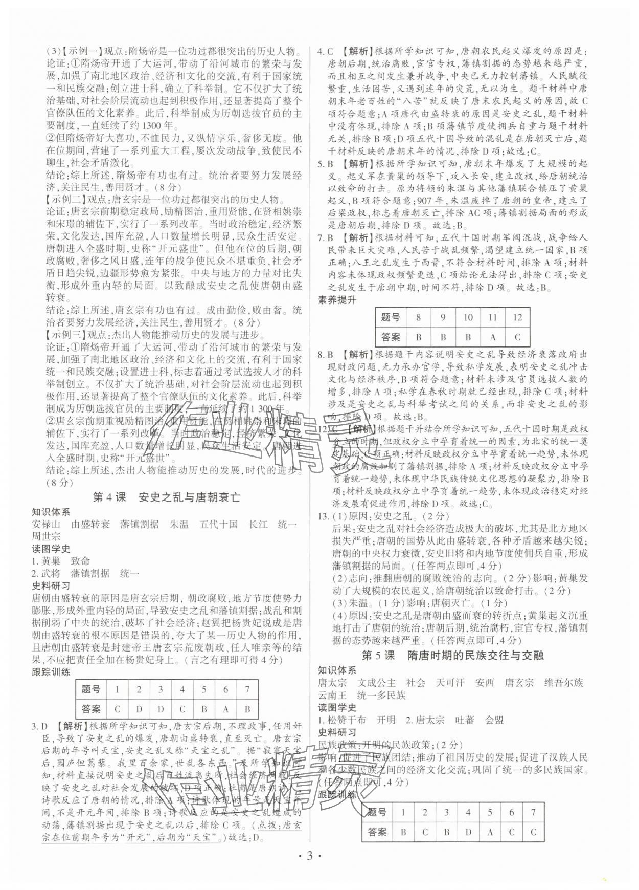2025年考点跟踪同步训练七年级历史下册人教版深圳专版 第3页