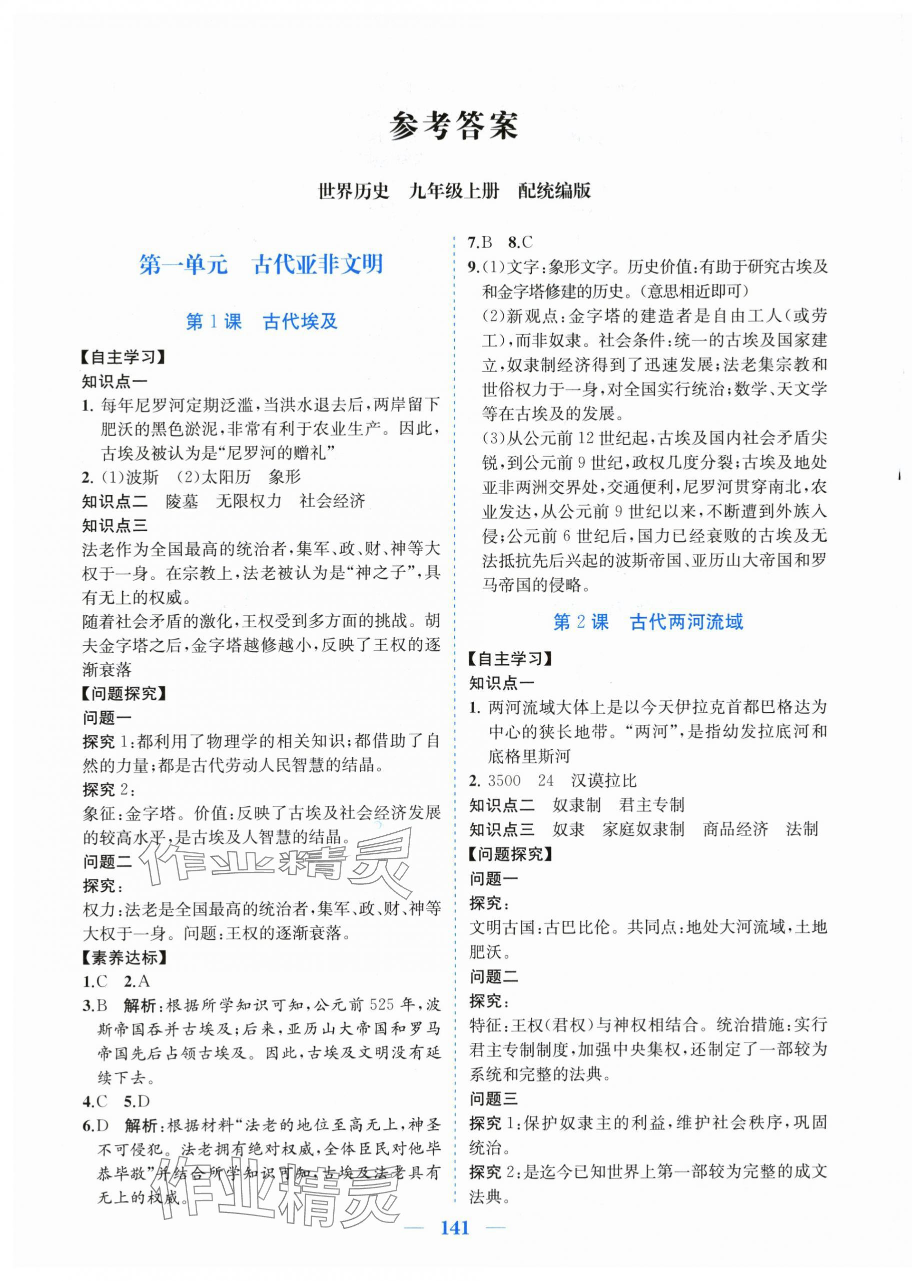 2025年南方新课堂金牌学案九年级历史上册人教版深圳专版 第1页